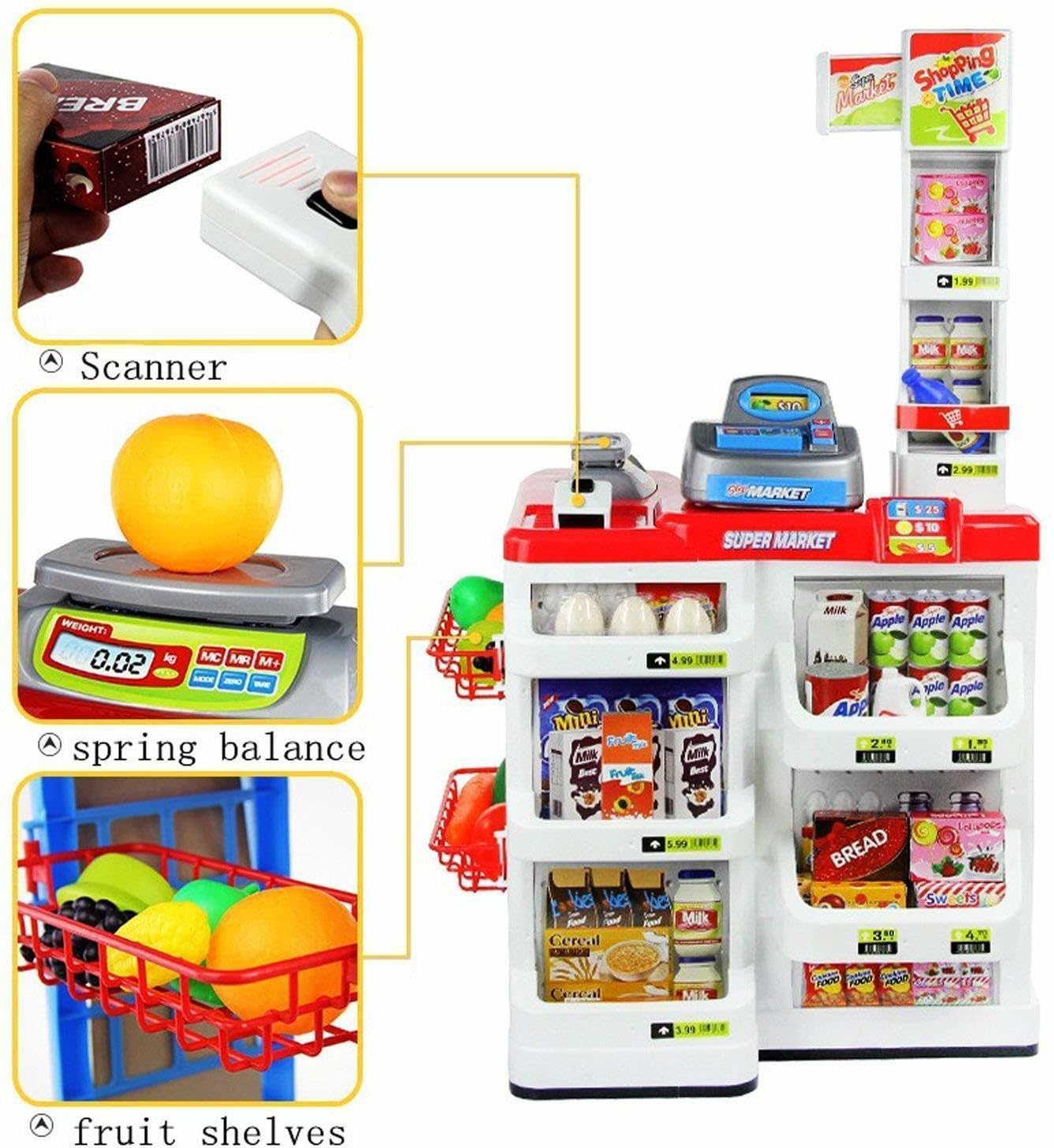 Barodian's Supermarket Play Set for Kids - Realistic Grocery Shopping Fun, Educational Toy, Pretend Play, Plastic 3