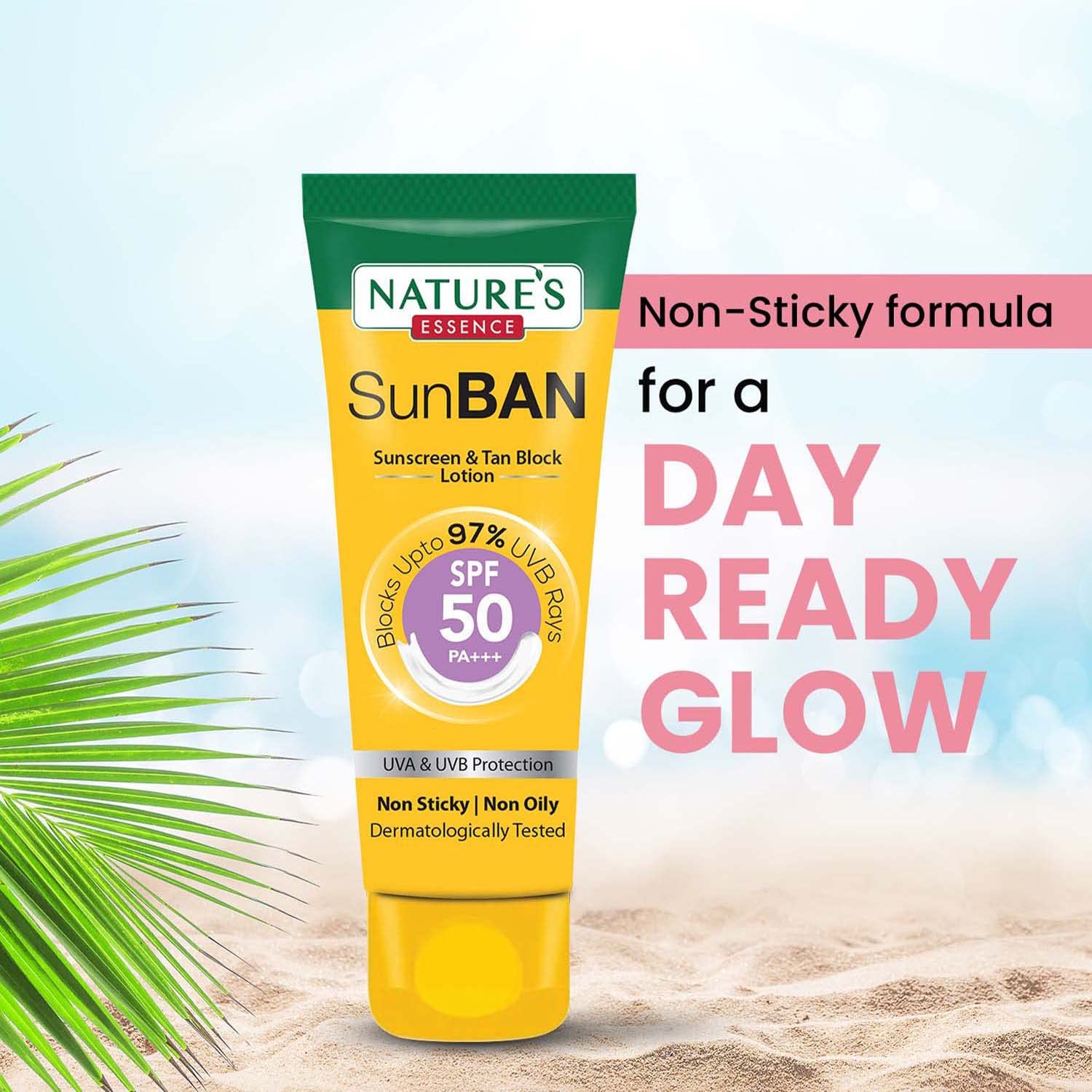 Nature's Essence SunBan SPF 50 PA+++ Sunscreen & Tan Block Lotion, 30ml 4