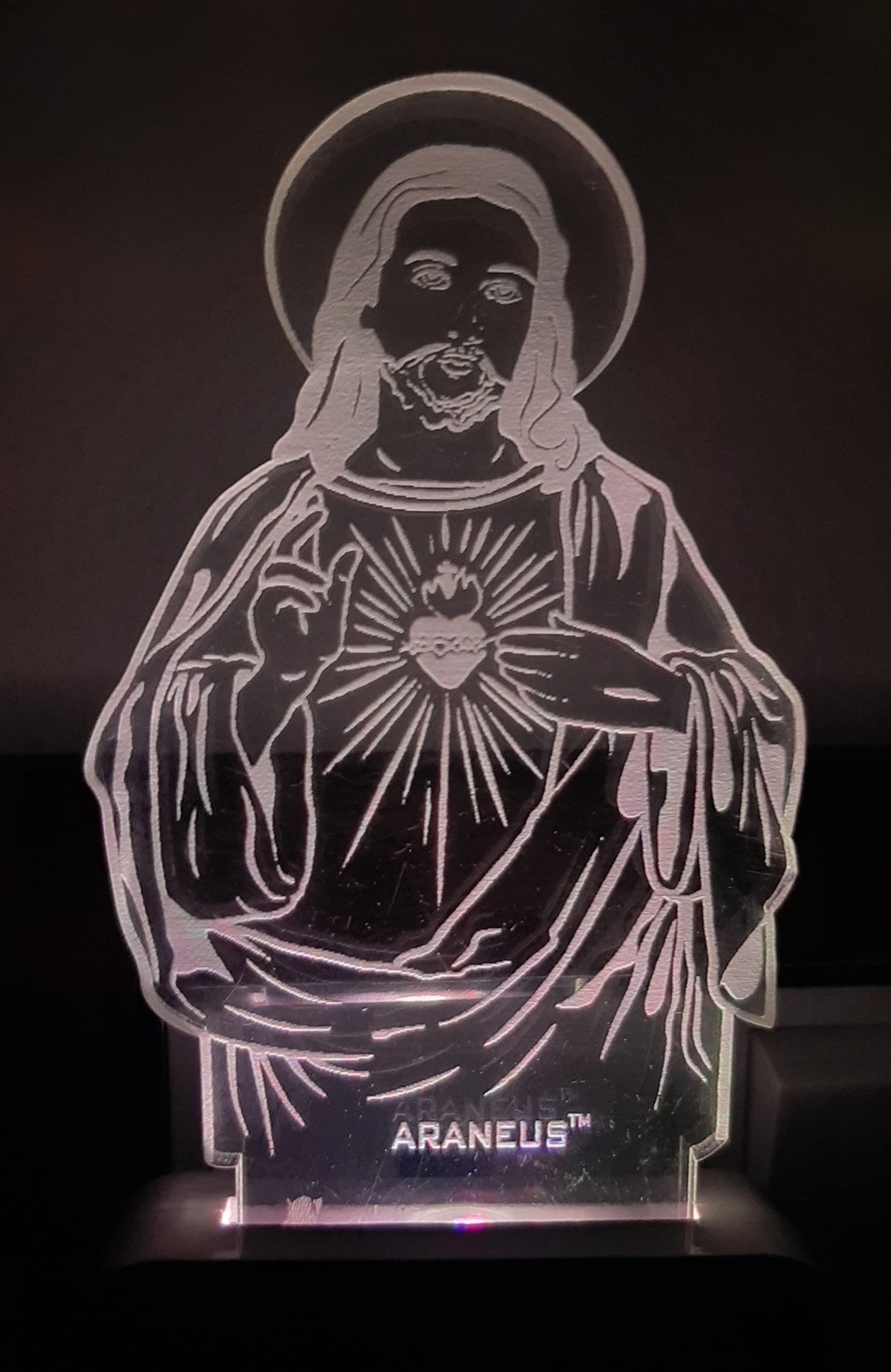 The Antique Gallery Jesus Christ Christian Lord 3D LED Night Lamp Illusion Acrylic Multi Colour Changing Small Portable Light Christmas Gifts Wall Night Light (10 cm, White) 01 6