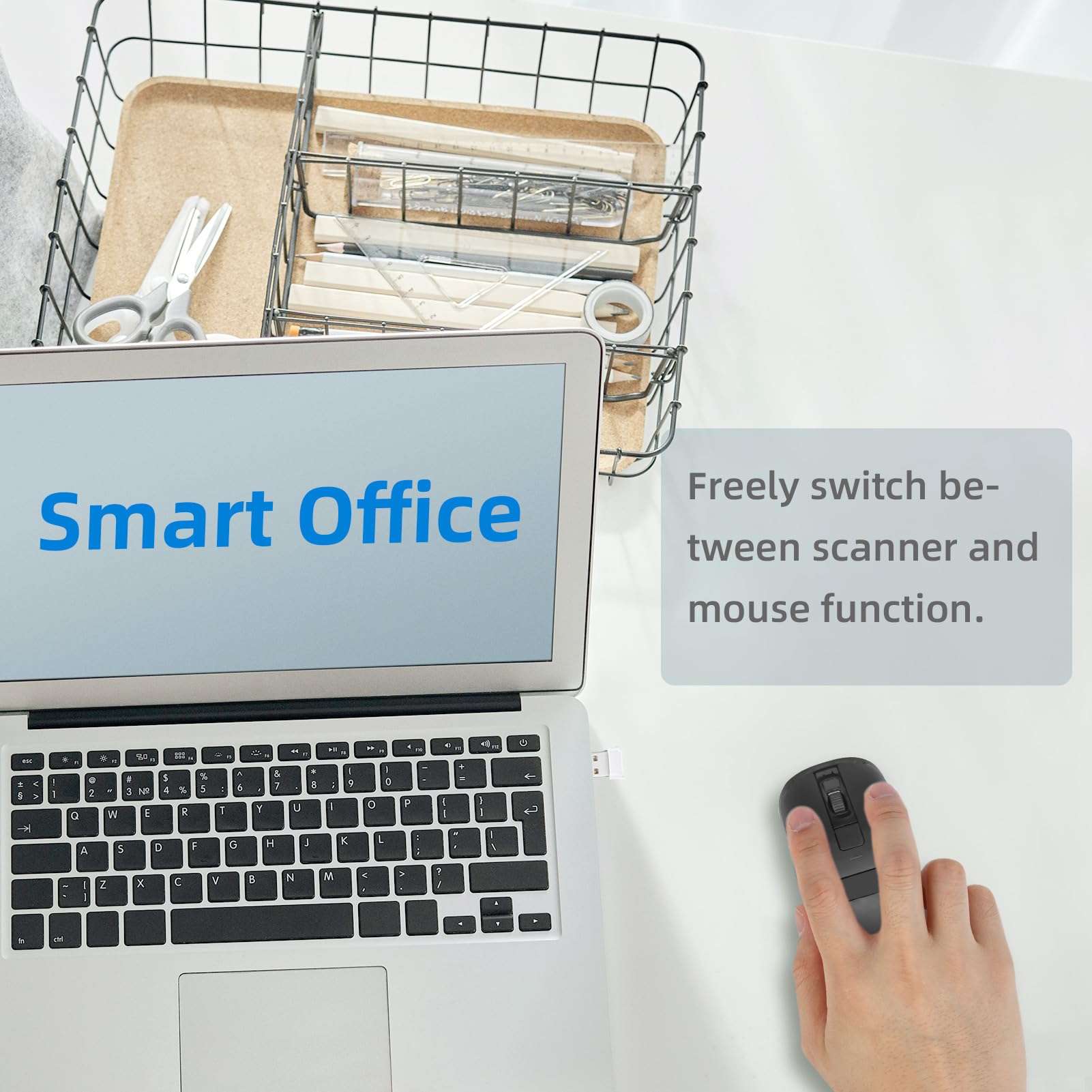 THARO New Wireless Mouse Barcode Scanner, 2-in-1 Design 2D Handheld Barcode Scanner with Wireless Mouse Functions for POS System,Store,Supermarket, Warehouse.(Black) 5