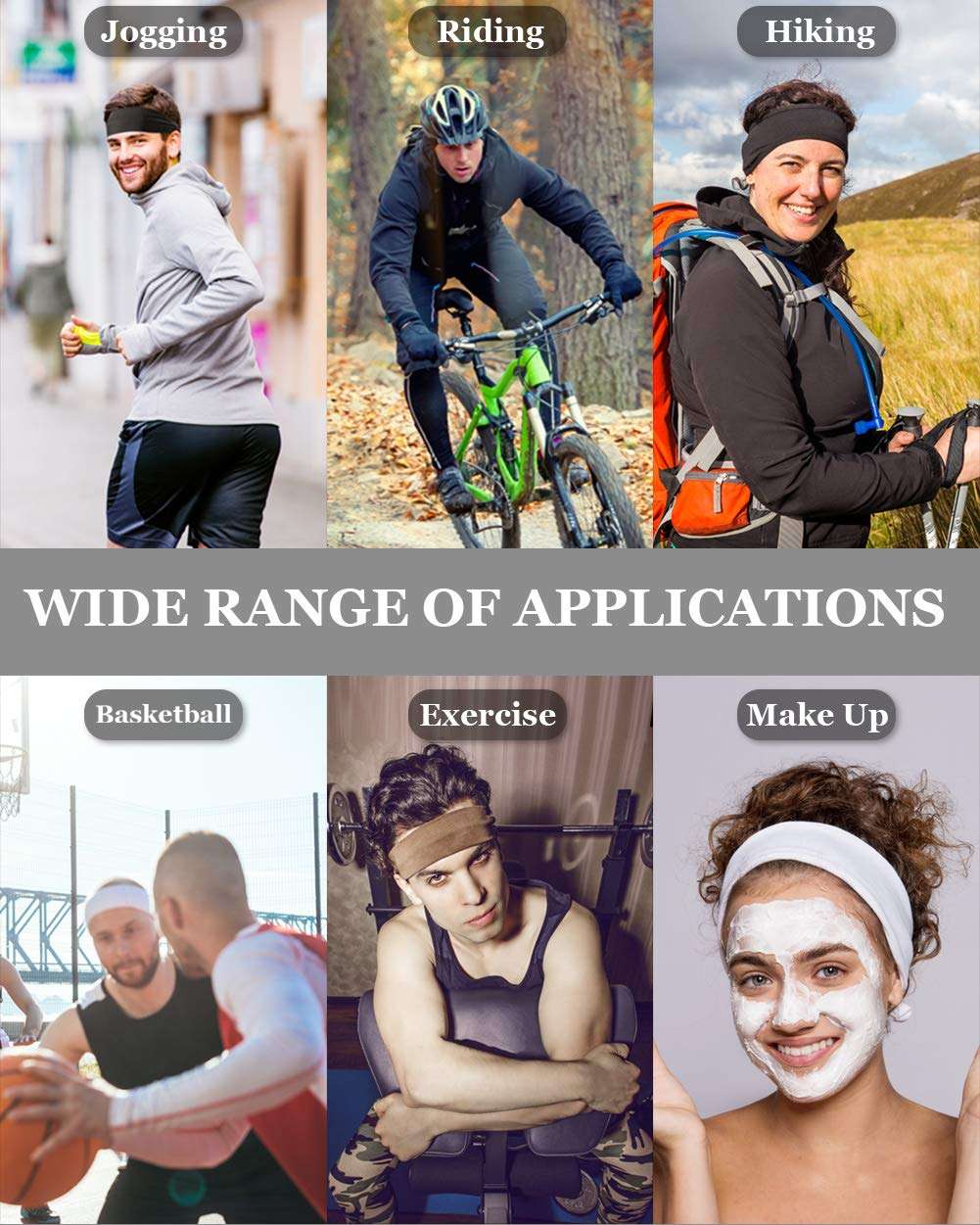 Vgogfly Sweat Headbands for Men Sweatbands for Mens Headband Running Sweat Bands Headbands Men Workout Sports Hairband for Men Thin Fitness Gym Yoga Men Headband Black Blue Army Green 6