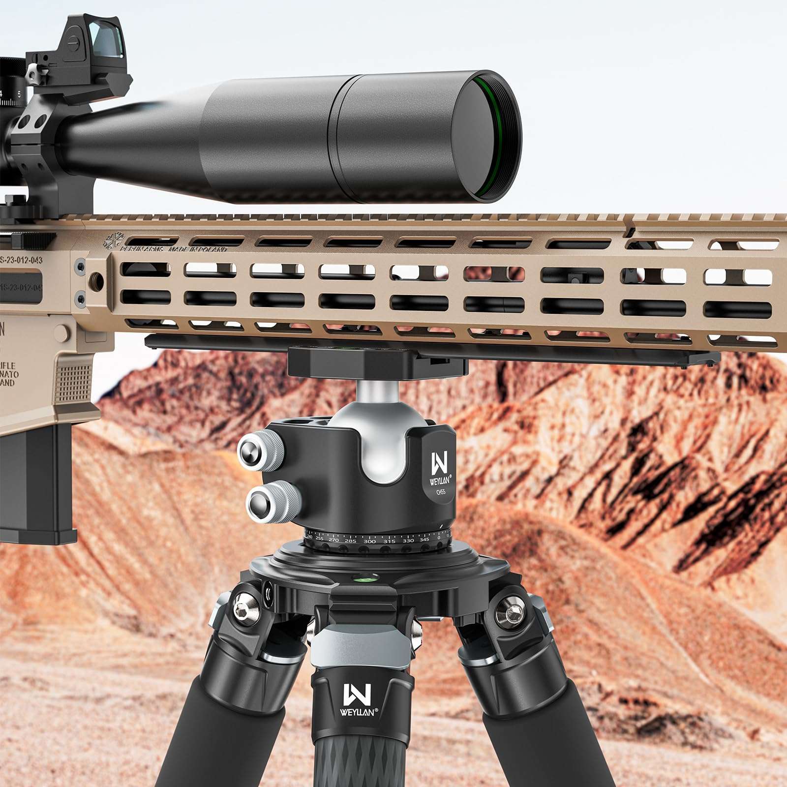 WEYLLAN MK300 Mlok Arca Rail, 300mm/11.81'' Quick Release Plate Mlok to Arca Swiss/RRS Dovetail, 6061-T6 Aluminum Bipod & Tripod Mount Adapter with Three QD Sling Mount Holes 4