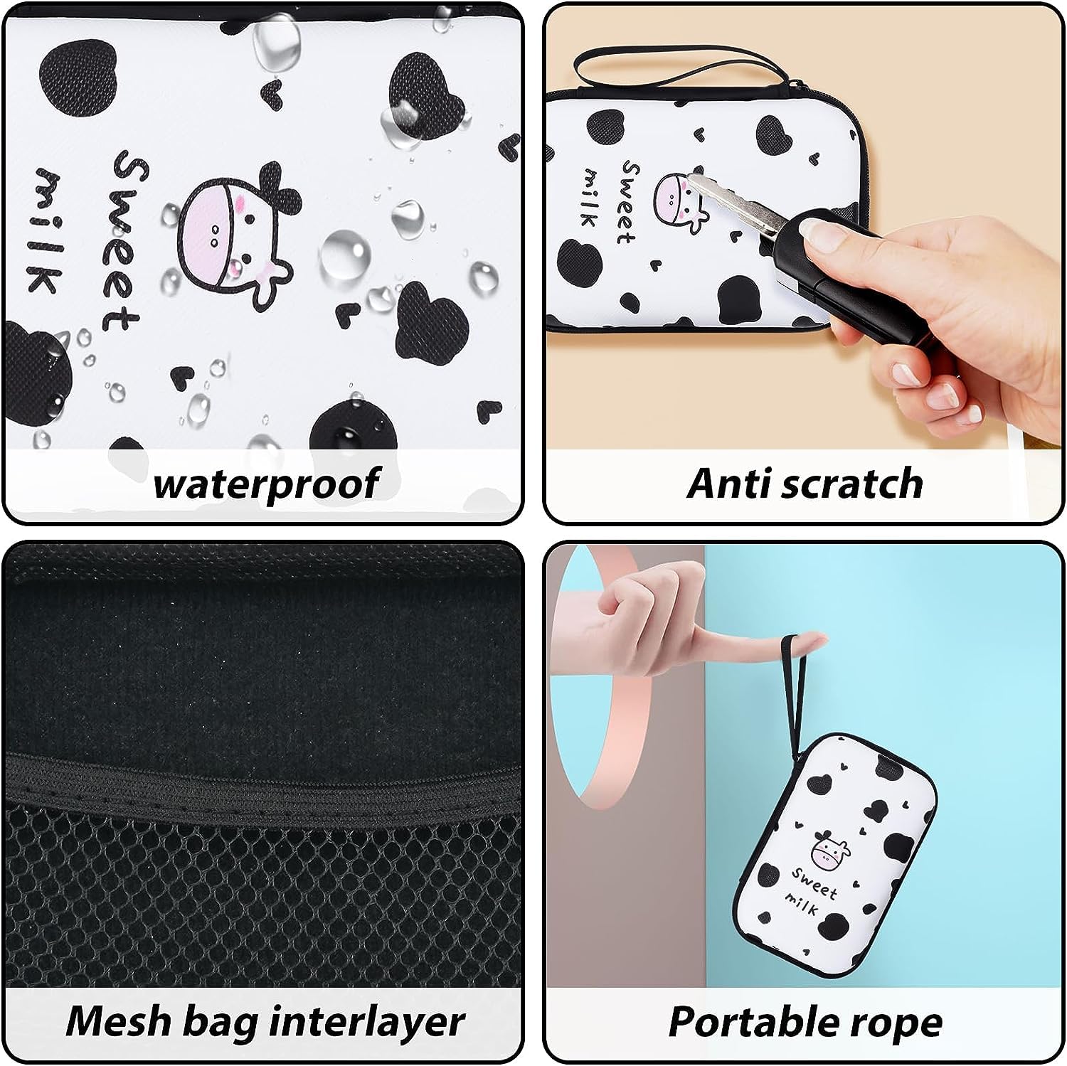 VNJ External Hard Drive Portable Carrying Case Milk Cow 5