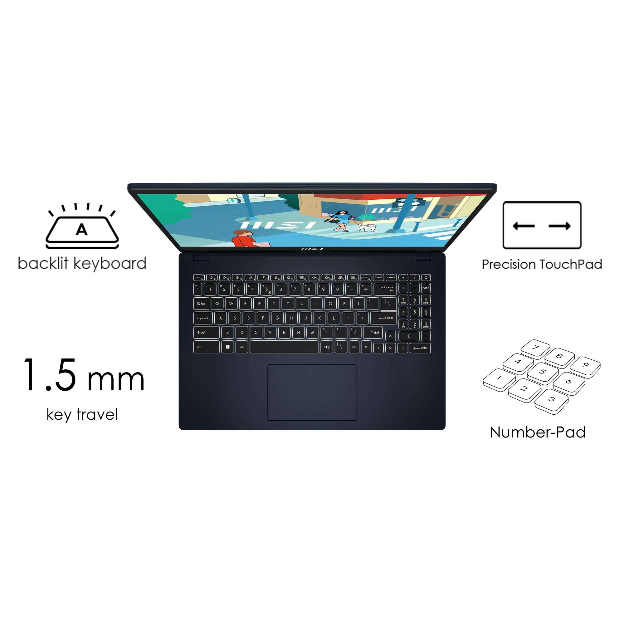 MSI Modern 15, Intel 13th Gen. i5-1335U, 40CM FHD 60Hz Laptop (8GB/512GB NVMe SSD/Windows 11 Home/Iris Xe Graphics/Star Blue/1.7Kg), B13M-291IN 4