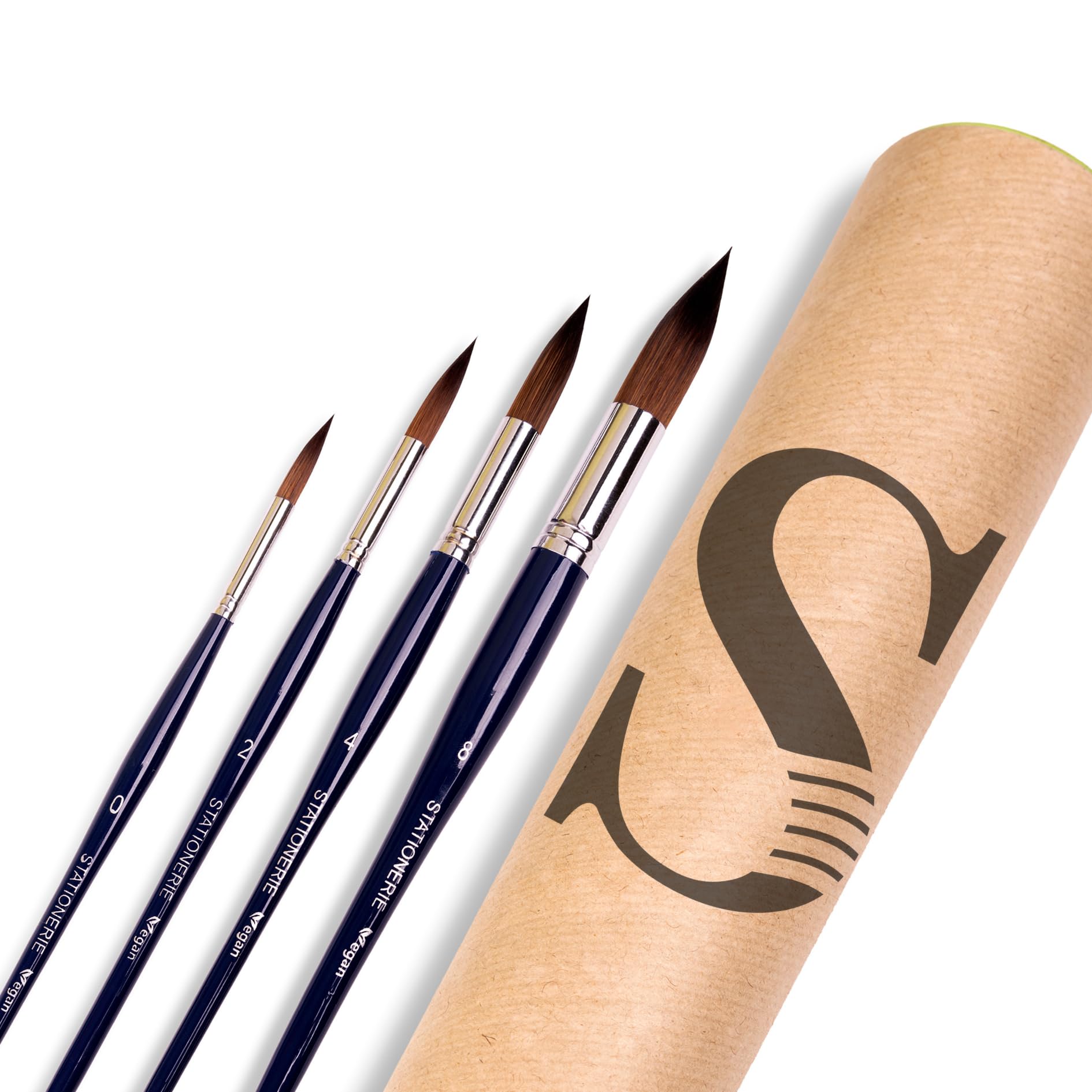 Stationerie Synthetic Mop Brush for Painting - Premium Watercolor Set for Artists With Holder, Handmade Cruelty-Free Paint Brushes (0, 2, 4, 8)(Blue) 1