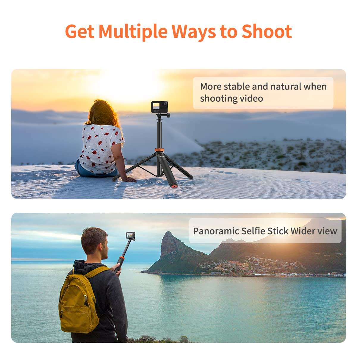 UURig Telescopic Selfie Stick Long with Tripod, Waterproof Hand Grip, for Insta360 GoPro Hero 10 9 8 7 6 5 4 3 2, Fusion, Max, Session, AKASO, SJCAM, DJI OSMO Action Cameras 6