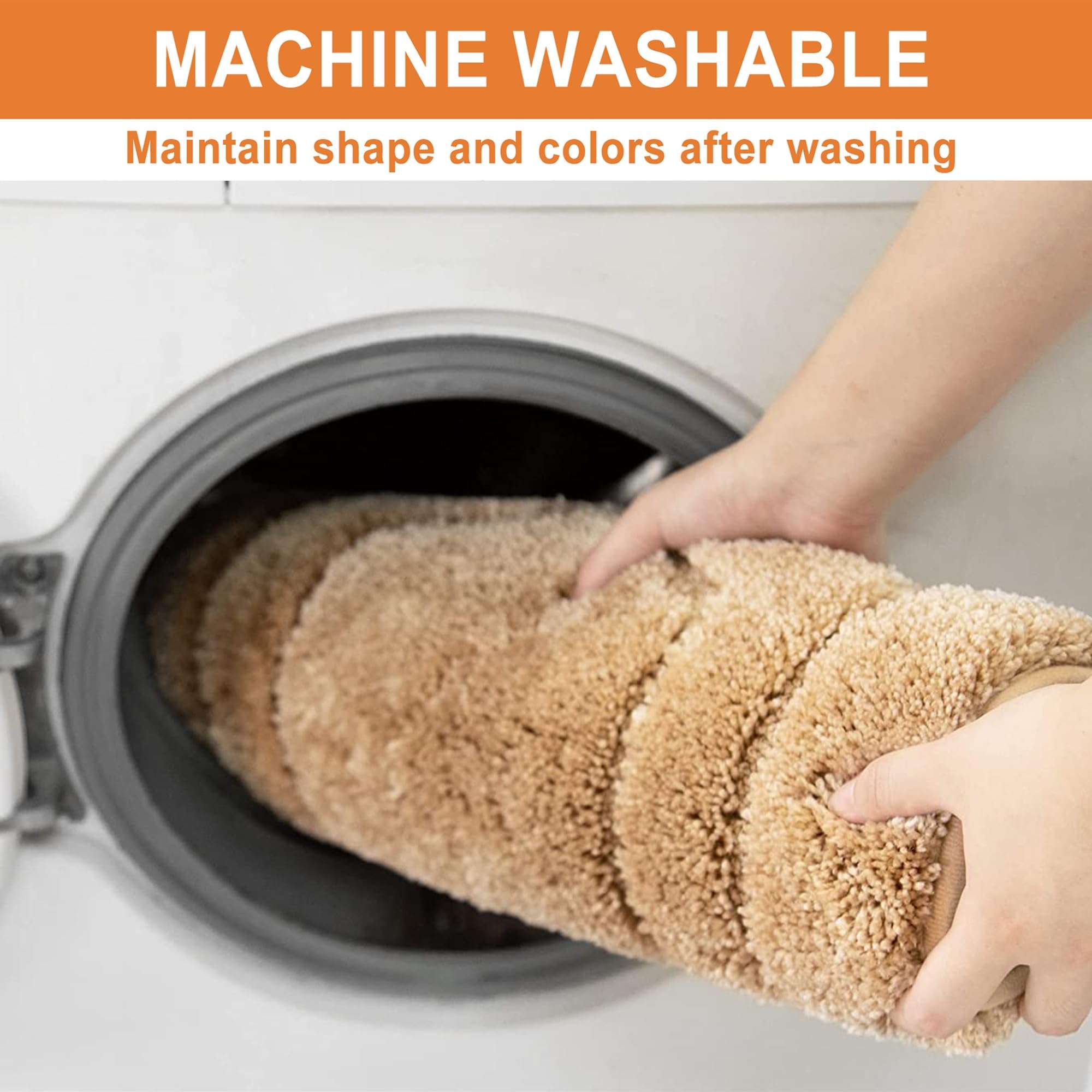 BEQHAUSE-Bathroom-Rug-Non Slip-Bath Mat-Soft and Absorbent-Shower Mat-Polyester Bath Mats for Bathroom Machine Washable Bath Rugs Beige Bathrooms Rug for Shower Sink Bathtub, 20" x32” 5