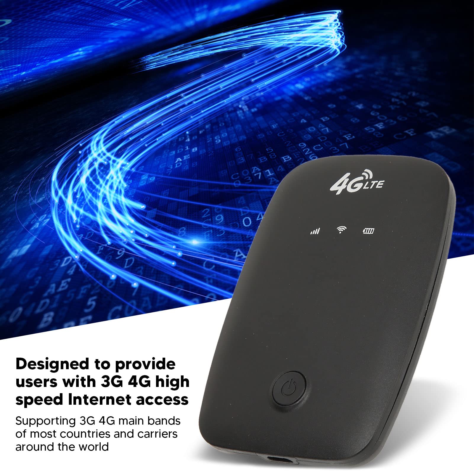 Mobile WiFi Hotspot, High Speed Internet Access Portable 4G WiFi Router 2100mAh Battery SIM Card Slot Black for Cell Phone 6
