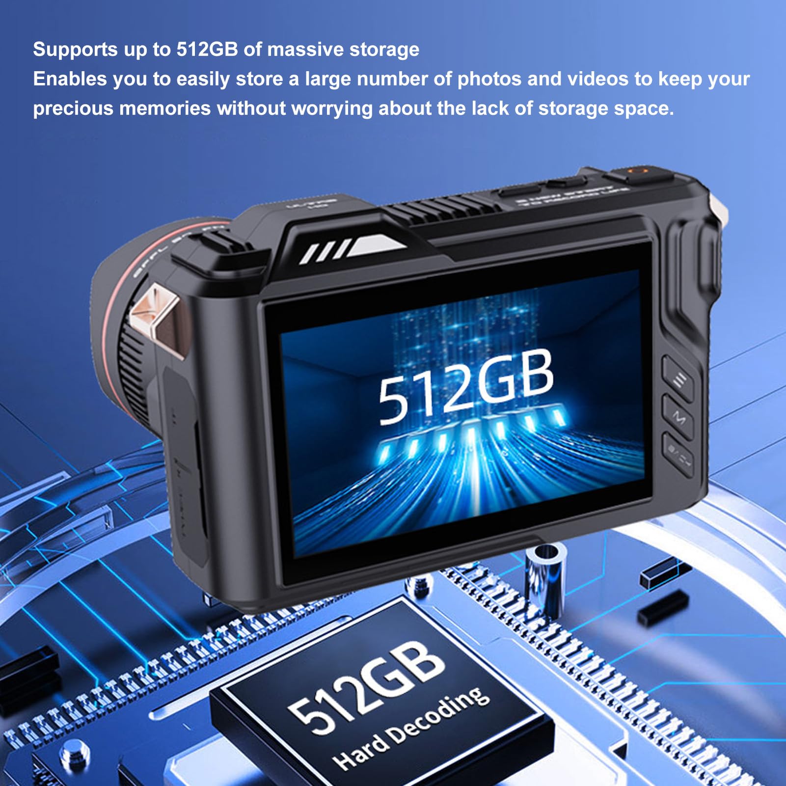 5K Digital Camera, 5G Wi Fi 50MP 50X Digital Zoom Long Range Photography Camera 4 Inch IPS Screen 4800mAh Vlogging Camera with Full Color Night Vision and Star Sky Effect for Teens 6