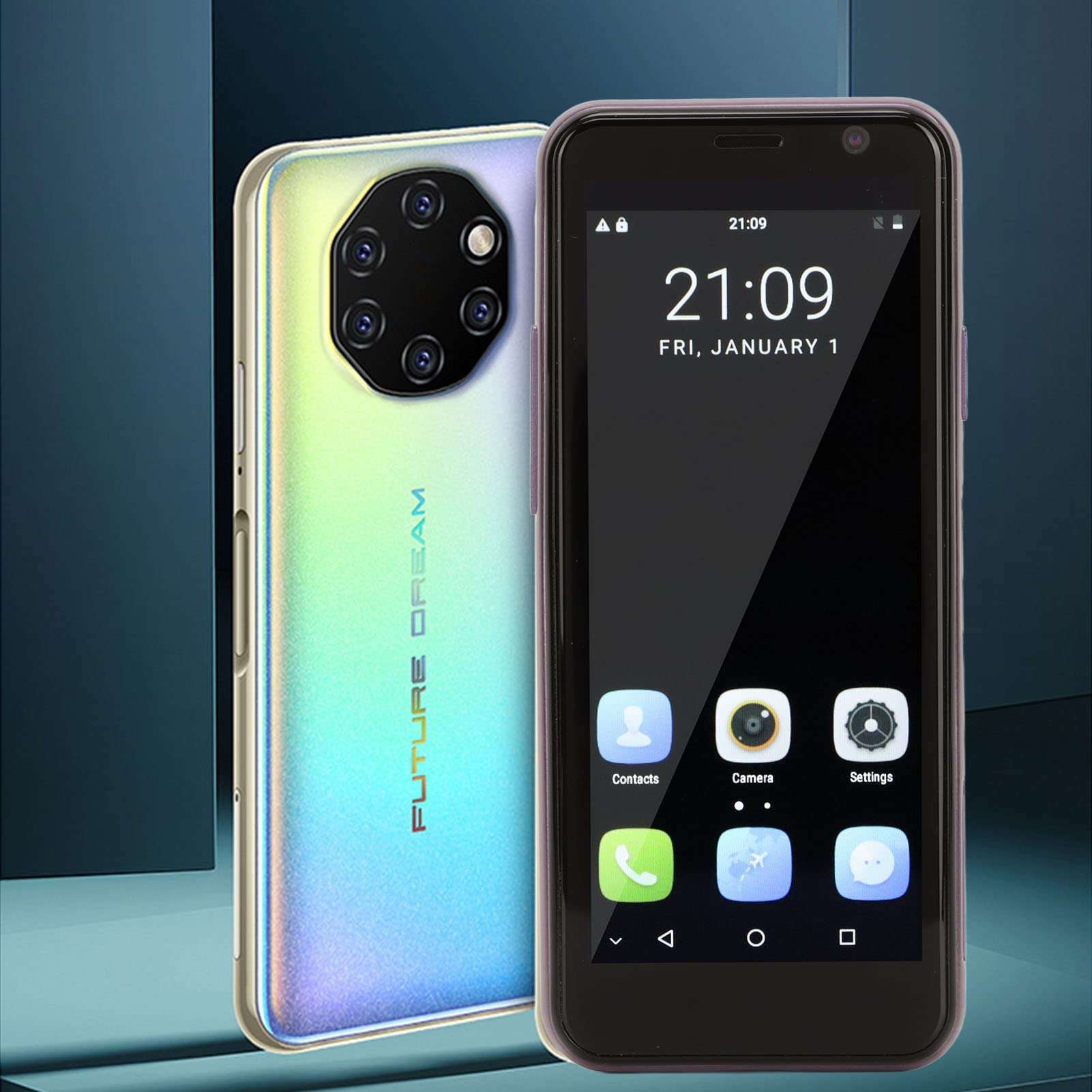 3.5in Mini Smart Phone, 4G Dual SIM Card Unlocked Cellphone,3GB RAM 32GB ROM,Facial Fingerprint Unlocking, for Smartphone for Kids Students (Gold) 3