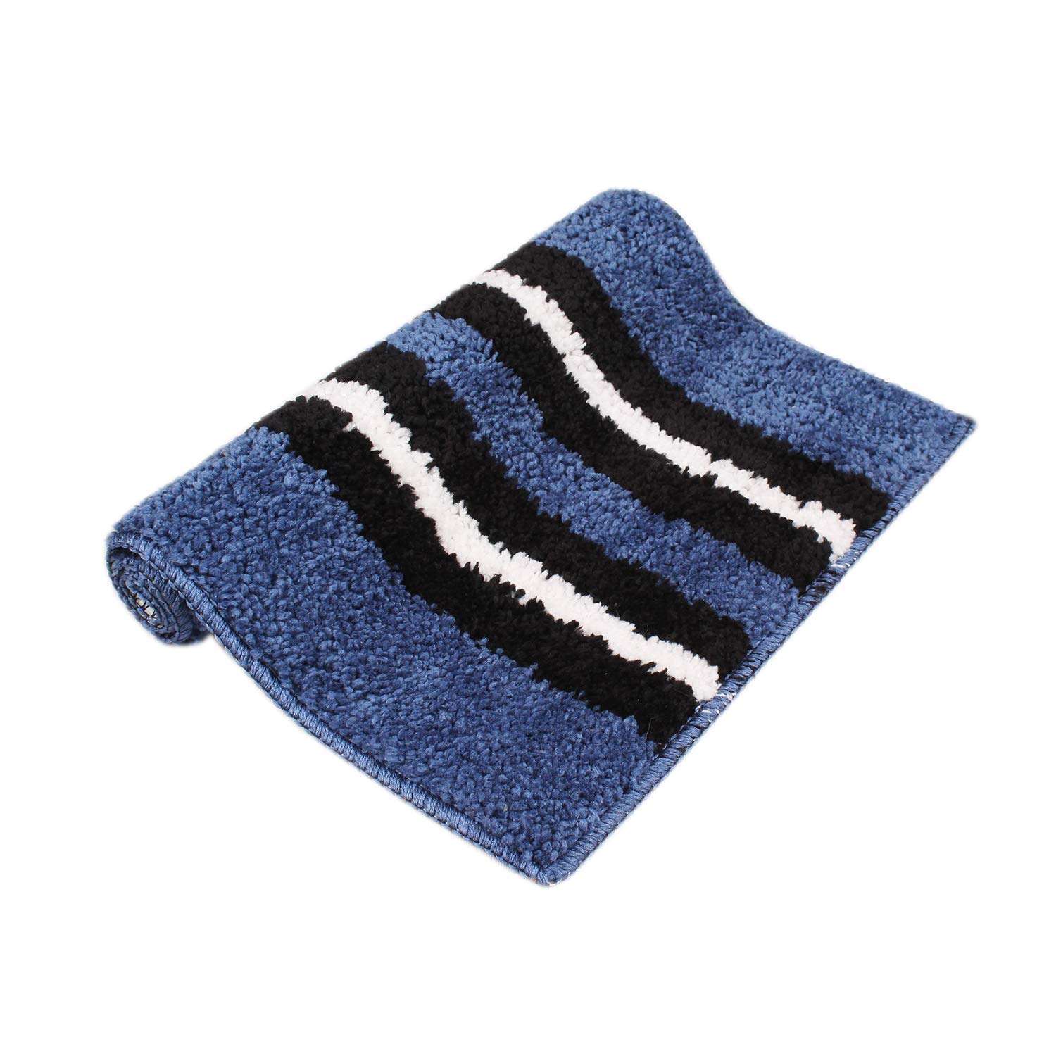 Flooring India Co Microfiber Anti-Skid & Water Absorbent Stripe Design Mat (Piece of 2, Blue & Maroon, 38 x 58 cm) 6