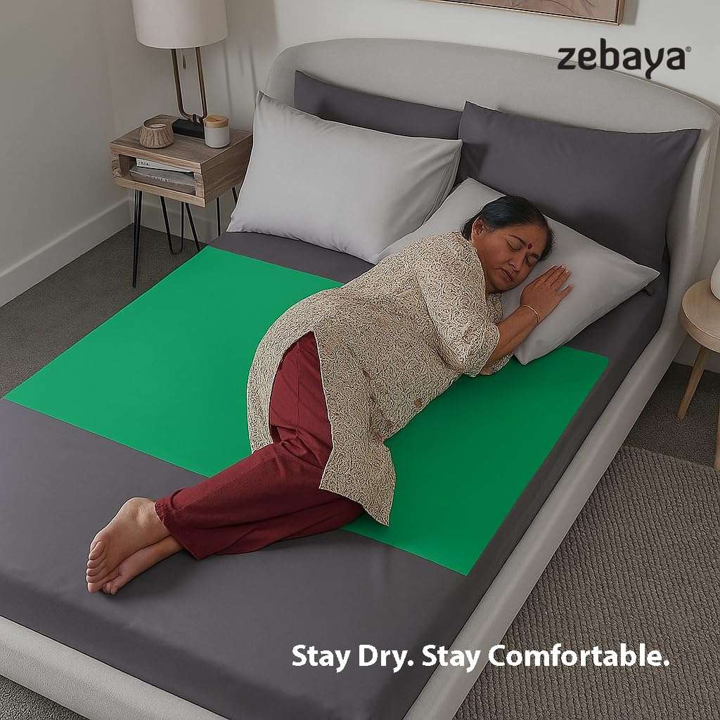 Zebaya Mackintosh Waterproof Rubber Sheet | Reusable Protective Mackintosh Sheet for Adults, Elderly & Babies | Dual Color, Skin-Friendly Oilcloth (Green - Red, 1 x 2 Meter) 5