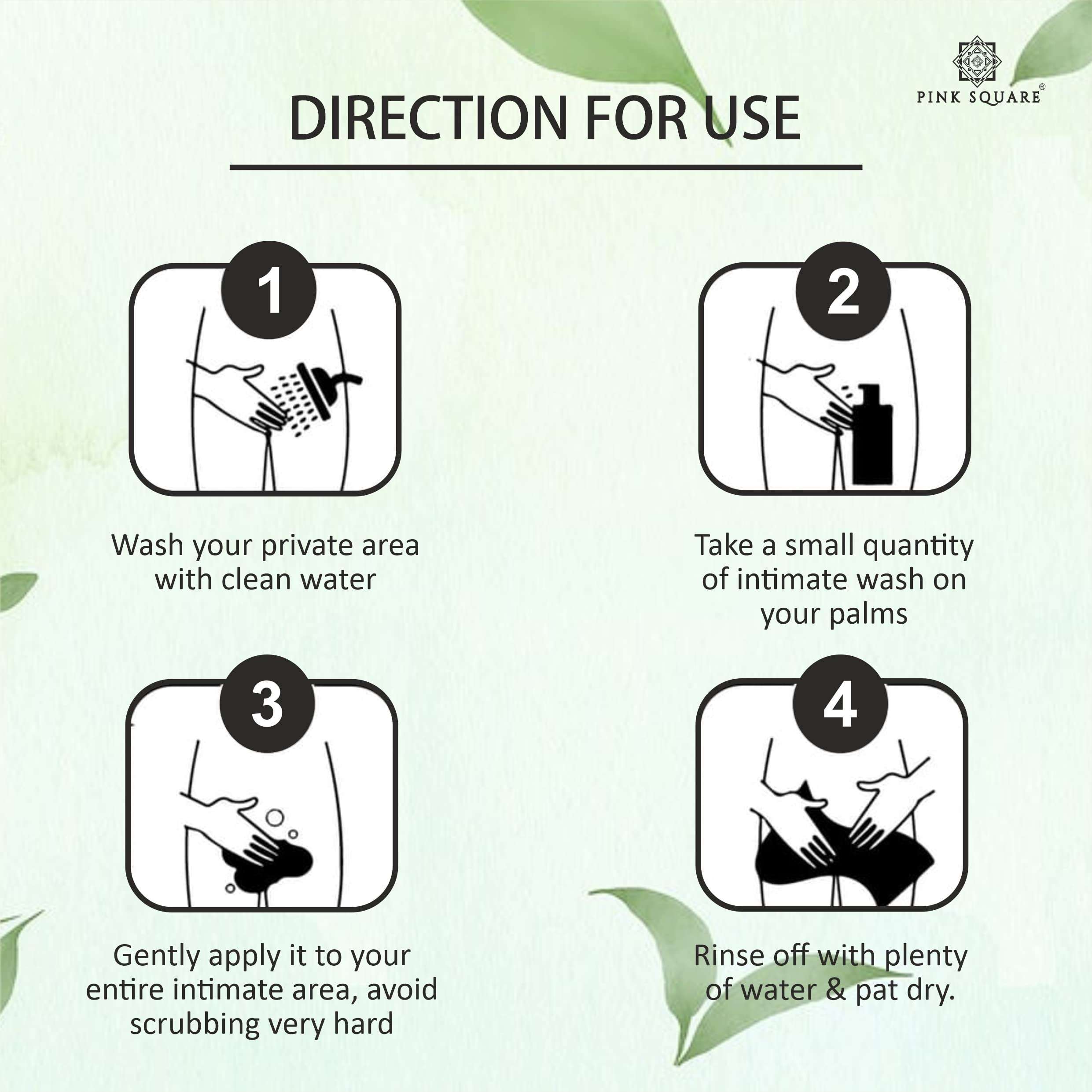 Pink Square Natural Men's Intimate Wash with Orange Extract Maintain PH Balance Intimate Daily Care| Better Private Parts Hygiene Body Wash Anti-Bacterial Pack of 3 of 150 ML (450 ML) 5