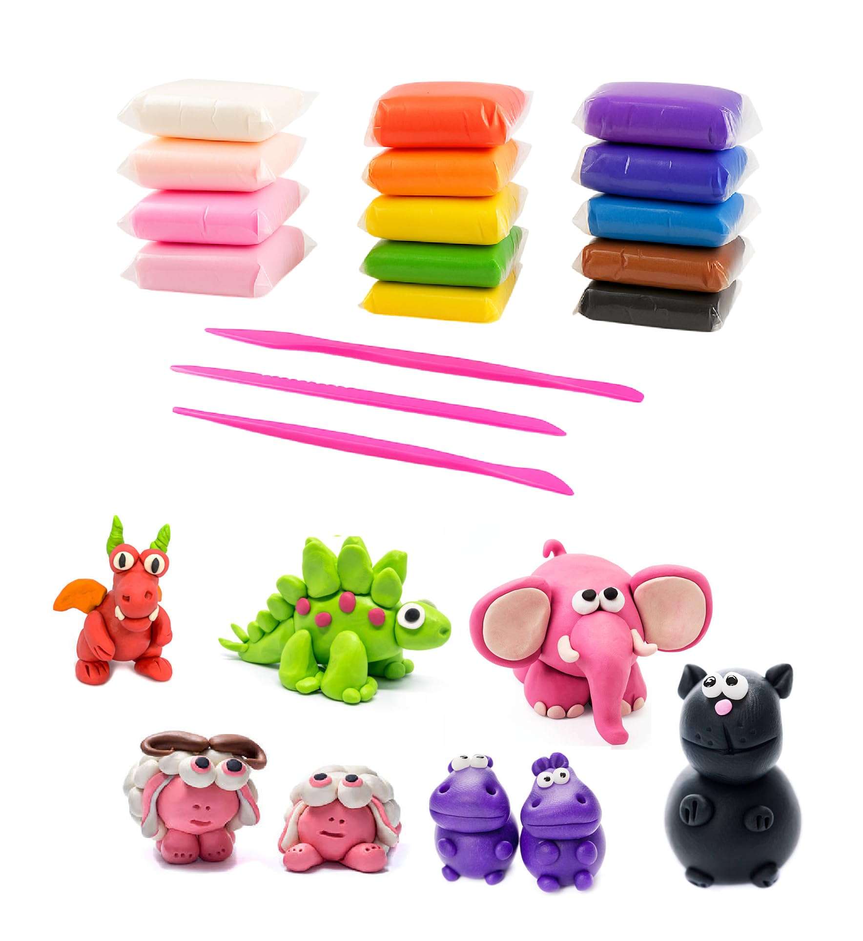 Zesto 72 Pcs Super Light Air Clay for Kids with 18 Sculpting Tools, Creative Art & Crafts Play Dough Birthday Return Gift for Boys and Girls Multicolor Non-Toxic Modeling 4