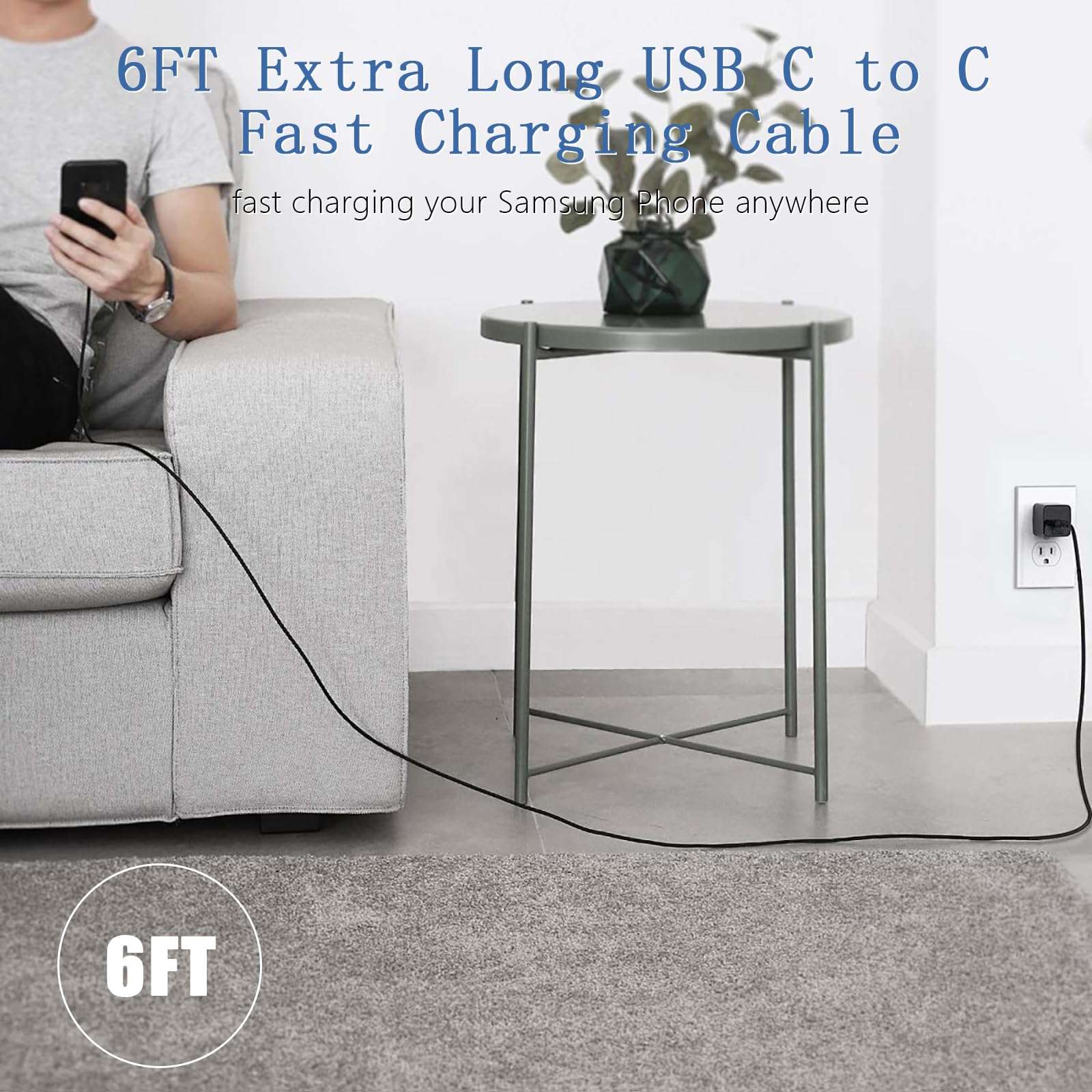 Super Fast USB C Charger for Samsung,45W Samsung Charger Fast Charging Block,2Pack Quick Android Phone Charger 6FT Long Type C Charging Cord for Samsung Galaxy S26 Ultra/S25+/S24+/S23 FE/S22/S21+/S20 5