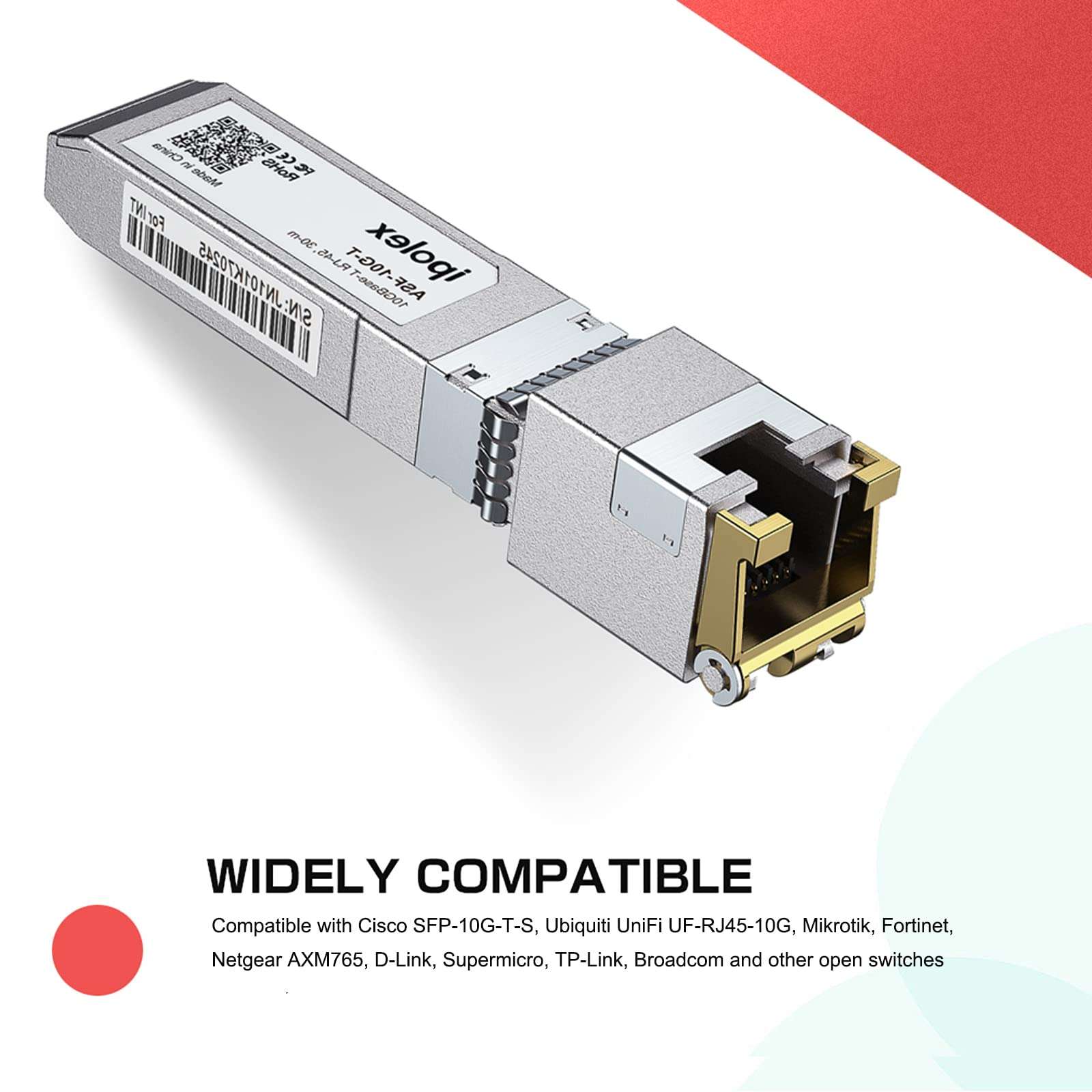 10G SFP+ RJ-45 Copper Transceiver, 10GBase-T RJ45 SFP+ Module for Cisco SFP-10G-T-S, Ubiquiti UniFi UF-RJ45-10G, Mikrotik, Fortinet, Netgear, D-Link, Supermicro, TP-Link (CAT.6a/CAT7, 30m) 4 Pack 3