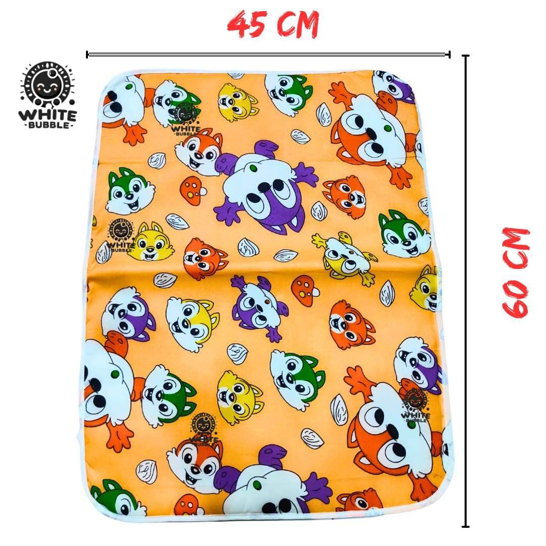 White Bubble Waterproof Cotton Baby Sheet/Sleeping Sheet- 60x45 CM (Multicolor, Pack of 3) for Newborns 0-6 Months 4