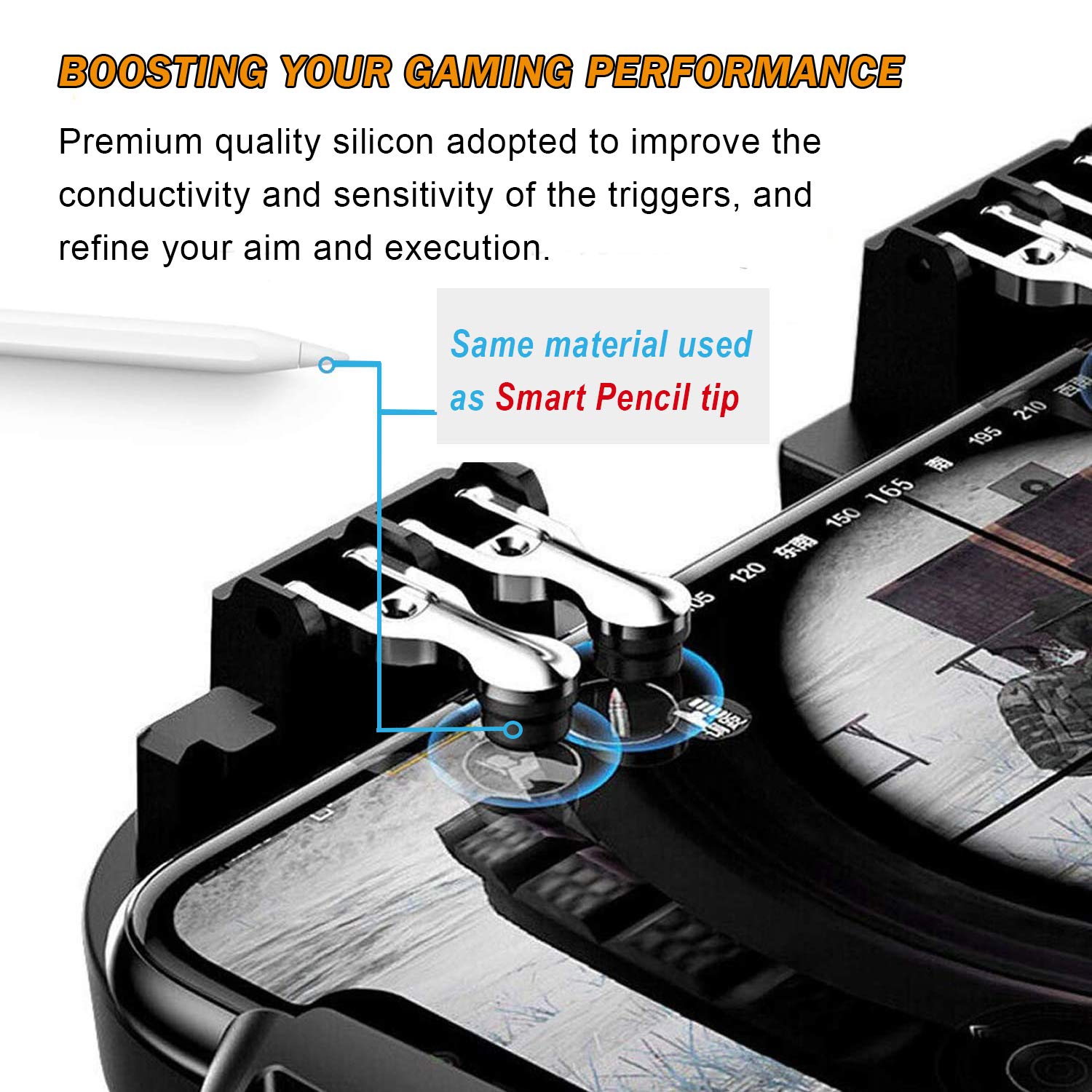 Mobile Game Controller with Cooling Fan/Phone Holder, Phone Gamepad for PUBG/Fortnite/Call of Duty, Tomoda L1R1 Mobile Triggers for 4.7”-6.5” iOS Android Phones 4