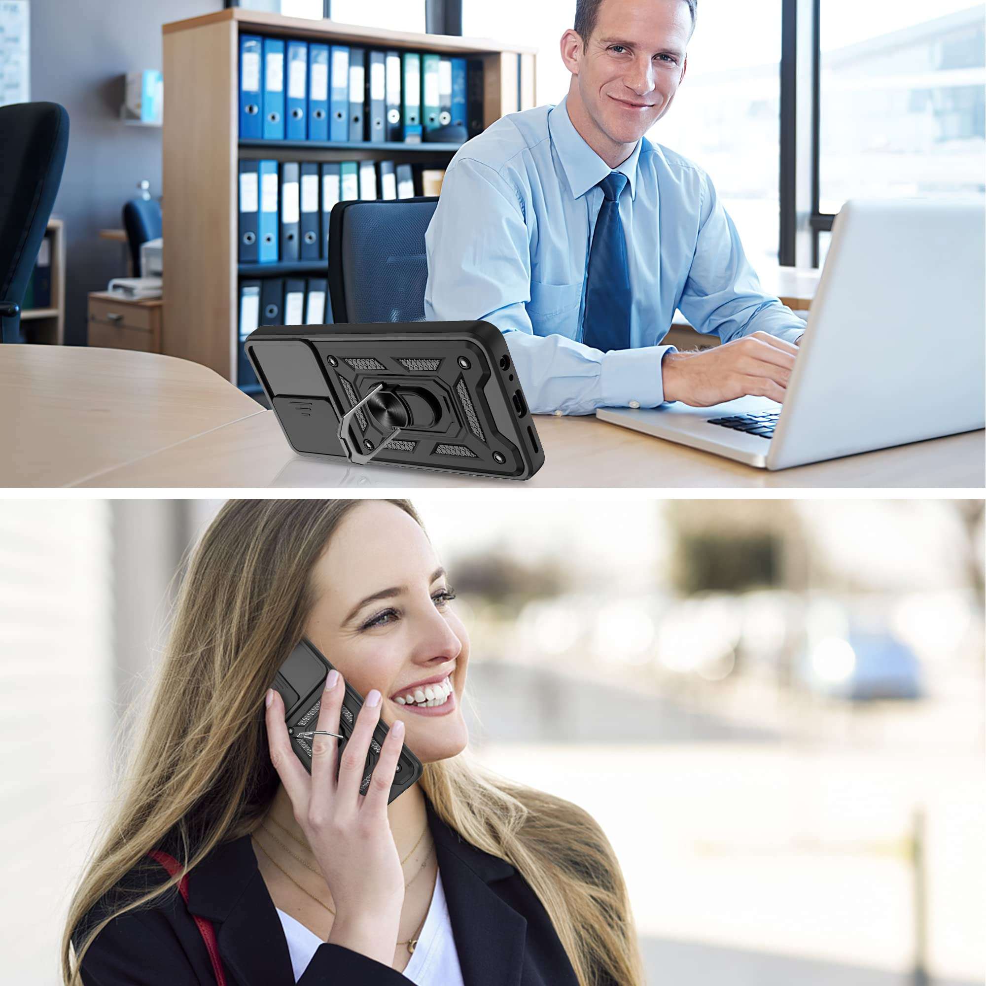 ATUMP for Samsung Galaxy A03S Phone Case with HD Screen Protector, Heavy Duty Shockproof [Military Grade] Protective Case for Samsung Galaxy A03S, Black 6