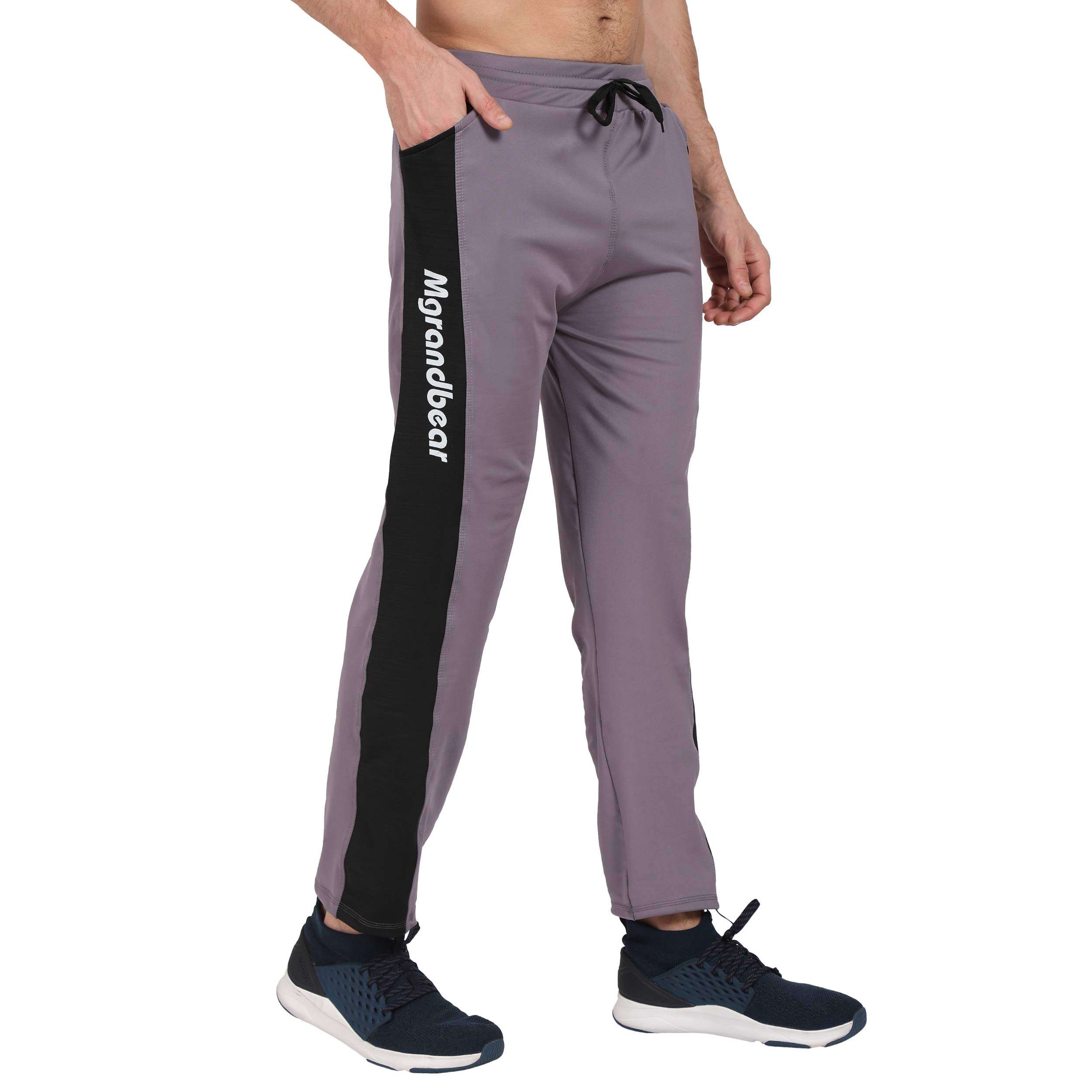 MGrandbear 4 Way Lycra/Fully Stretchable Gym/Track/Pyjama/Track Pants, Joggers, Sports Pajama Men's & Boys (30, Grey) 4