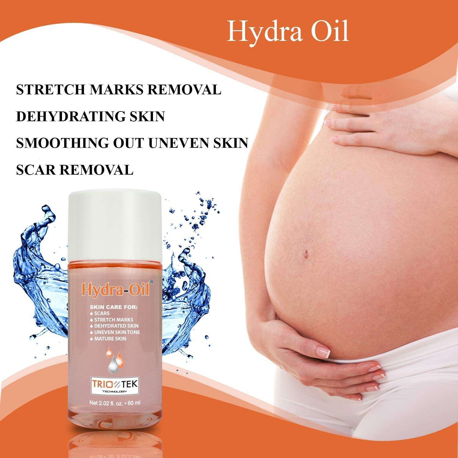 Hydra-Oil Scar Removal Serum - Scar Treatment for Face and Body - 50 ml Hydrating Oil for Acne Scar Remover, Stretch Mark Removal, and to Lighten Dark Spots - Vitamin E & A 5
