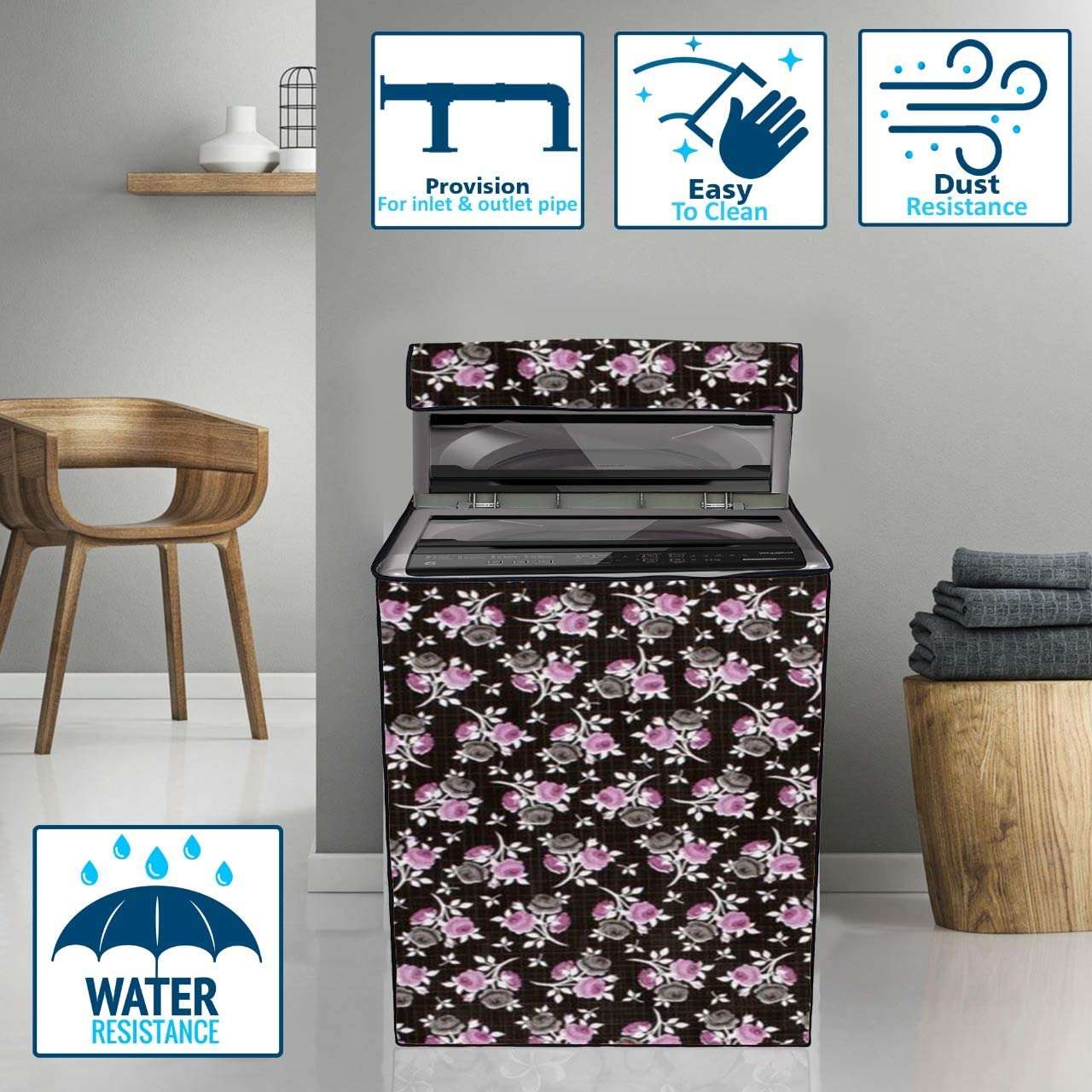 Star Weaves Washing Machine Cover Compatible For Samsung 6.5 Kg 5 Star Inverter Fully-Automatic Top Loading Washing Machine (WA65T4262GG | TL, Light Grey, Wobble technology)- KUM116 4