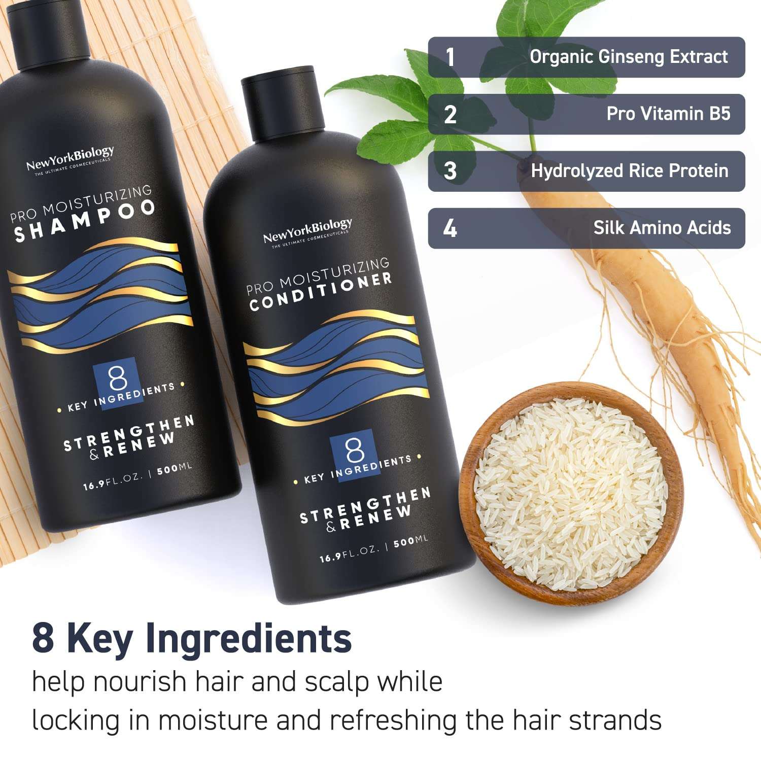 New York Biology Pro Moisturizing Shampoo and Conditioner Set 16 oz – Sulfate Free Shampoo for Color Treated Hair and Dry Damaged Hair – Hydrating Shampoo and Conditioner for Men and Women 6