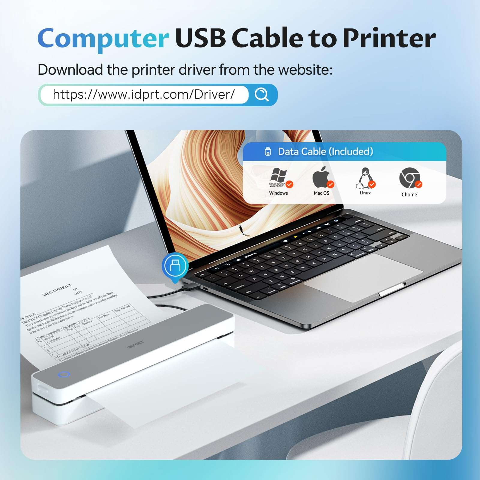 iDPRT Portable Thermal Printer,Wireless Printer for Travel Support 8.5" X 11" US Letter& A4&A5 Thermal Paper, Bluetooth Inkless Printers Compatible with Android and iOS Phone&Laptop 4