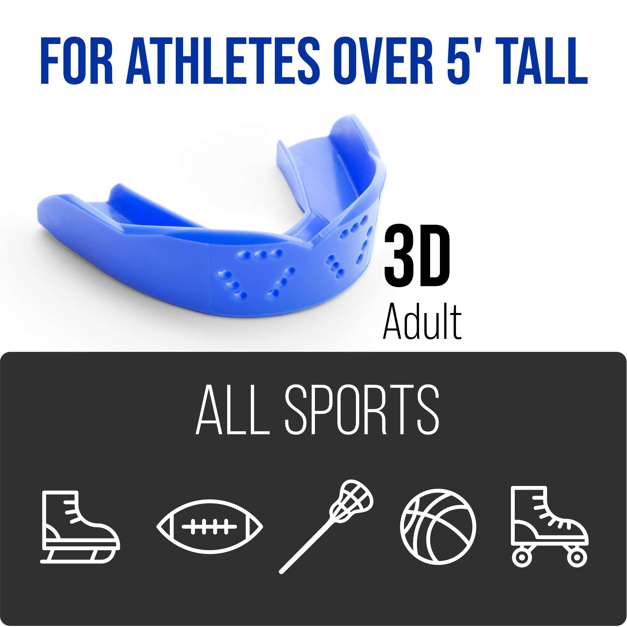 SISU 3D Mouthguard, Charcoal Black with Case - 2.0mm Thin - for Athletes Over 5’ Tall - Pre-Formed for Custom-Molded Fit - Remoldable Up to 20 Times - Non Toxic 3