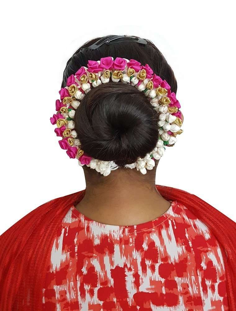 AASA Artificial Hair Juda Gajra For Women Juda Bun accessories For Wedding Girls, Dark Pink, 20 Gram, Pack Of 1 (10304) 3
