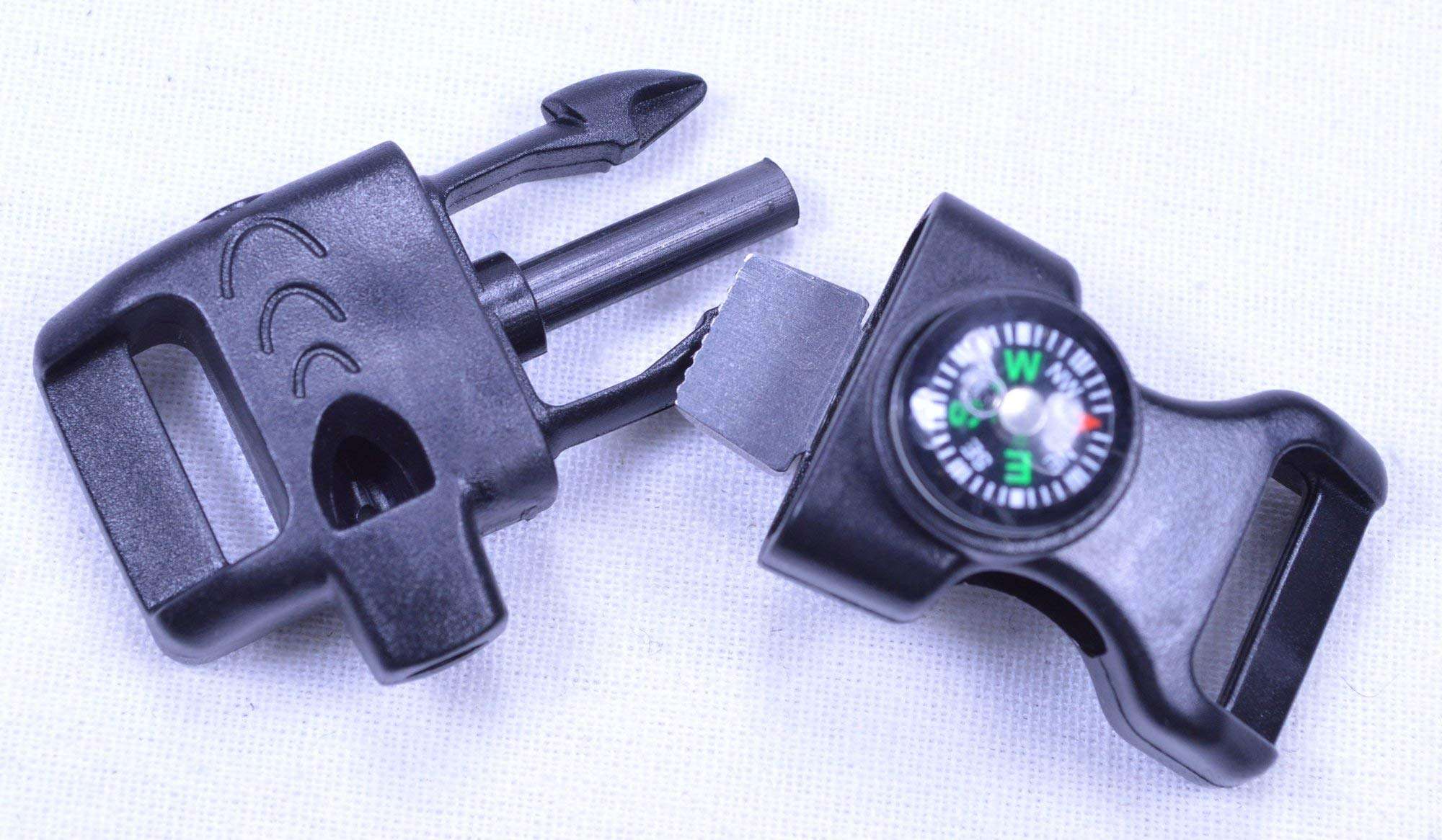 1/2" Fire Starter Compass Buckles for Paracord Project and Survival Tools - 10 Pack 3