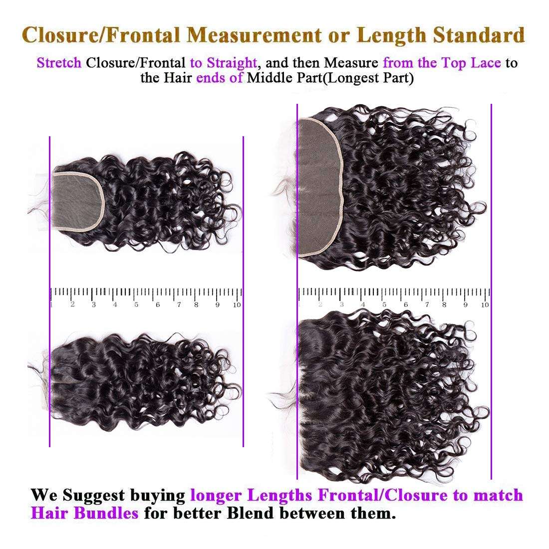 ALIMICE HAIR Water Wave 3 bundles with closure Brazilian 100% Human hair Weave bundles with 4x4 Closure Remy Hair extensions Can be dyed, 14/16/18+14 Inch 5