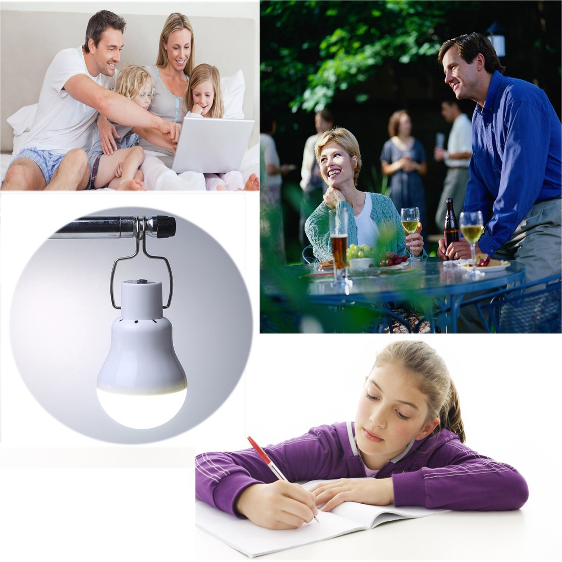 ABZXT Solar Powered Lamp Remote Control Portable Led Bulb Lights Solar Energy Panel Led Lighting for Camp Tent Night Fishing Emergency Lights Flash 350LM(Pack of 2+Remote Control) 2