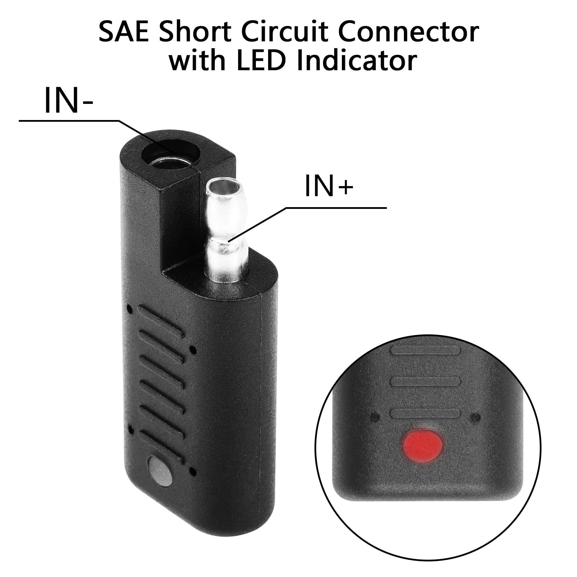 CERRXIAN SAE Short Circuit Connector with LED Indicator, SAE Polarity Reverse Adapter, SAE Power Cord Tester Quick Disconnect Connector Solar Panel Panel SAE Plug Detector 2