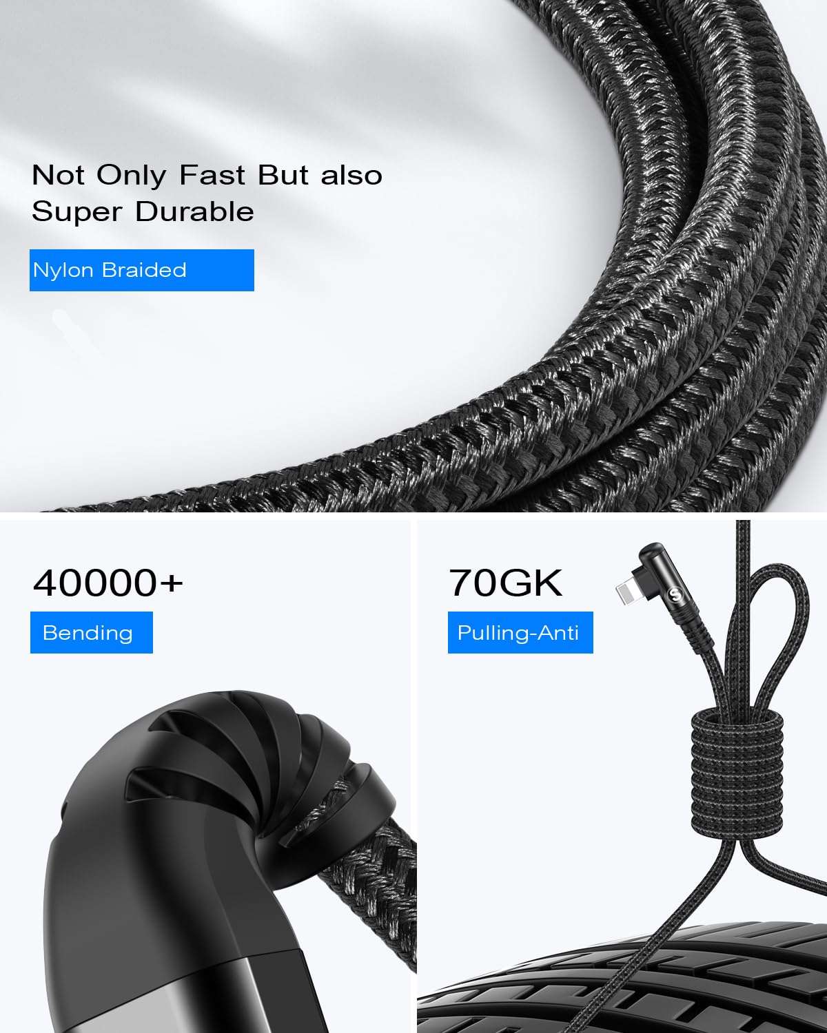 Right Angle i Phone Charger Cable 2-Pack, 3.3FT, [Apple MFi Certified] Ligtning Cable Fast Charging Nylon Braided Compatible with i Phone 14/13/12/11 Pro Max/XS MAX/XR/XS/X/8/7/Plus/6S/6/SE/5S/i Pad 6