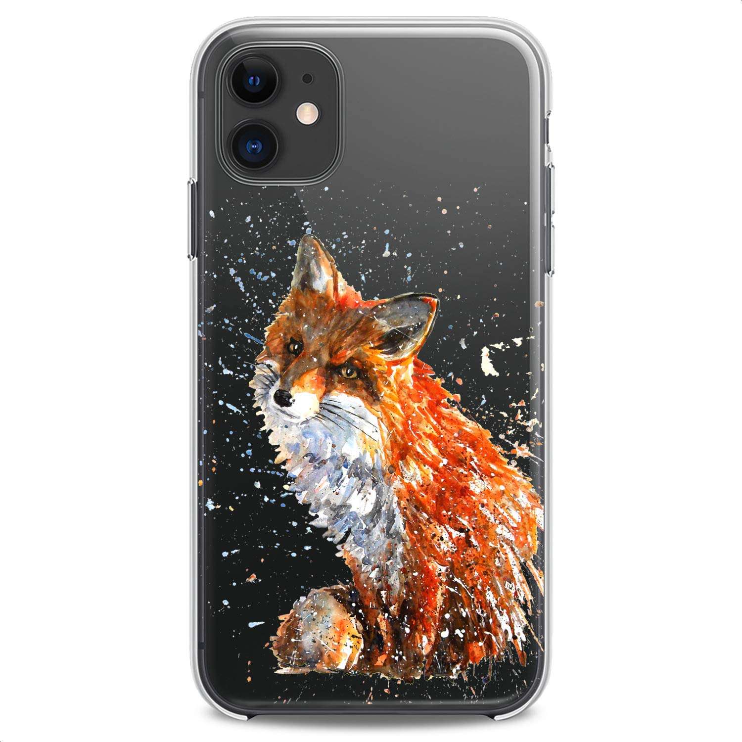 Cavka TPU Case Compatible with iPhone 14 Pro Max 13 12 Mini 11 Xs X 8 Plus Xr 7 SE Watercolor Phone Animals Kids Slim fit Orange Cute Child Girly Print Fox Design Clear Flexible Silicone Soft Cute 1