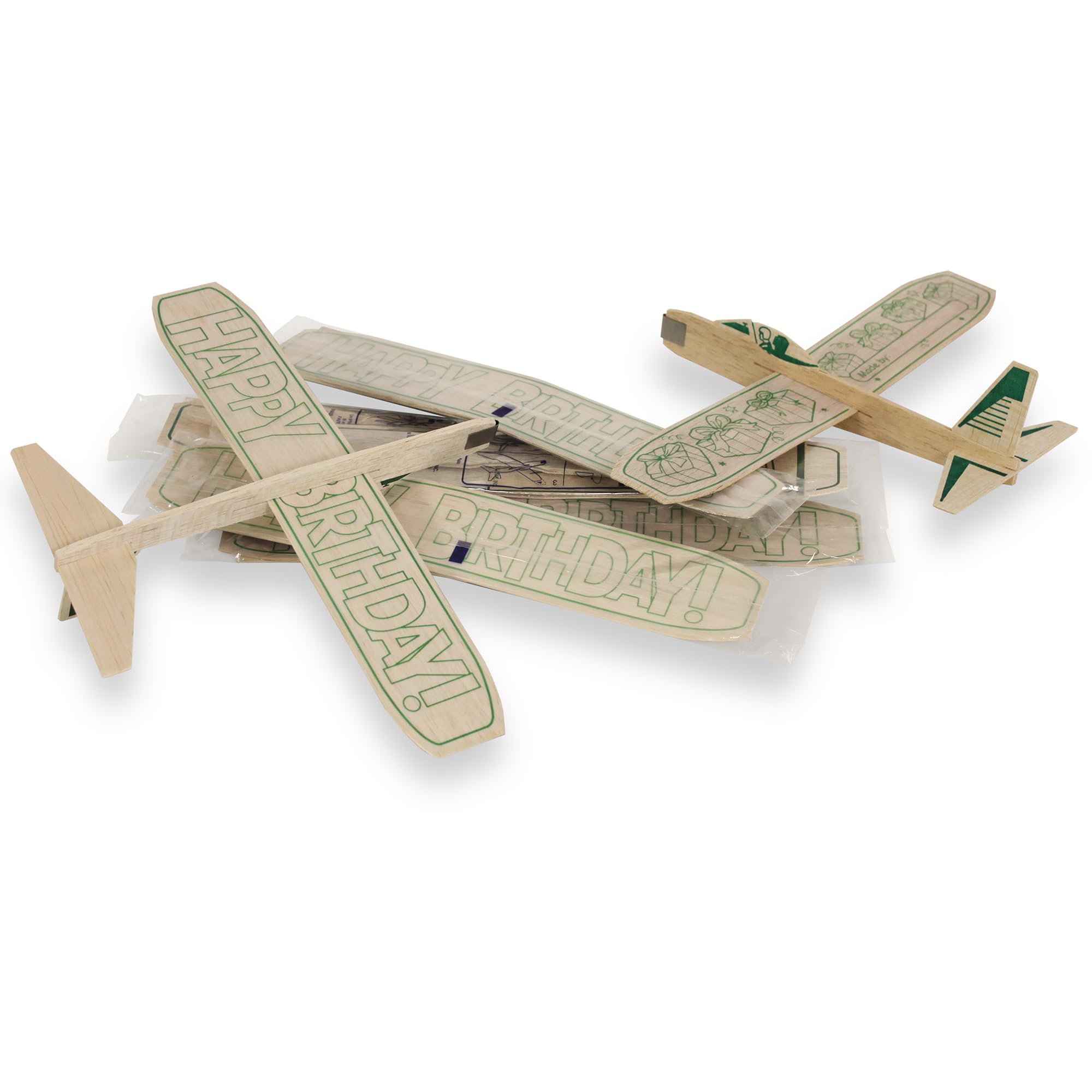 Guillow's 12" Balsa Glider Planes: Happy Birthday - 6 Pack Bundle - Flying Airplane Building Kit, Assemble & Decorate Wooden Gliders, Party Craft Kids Ages 8+ 5