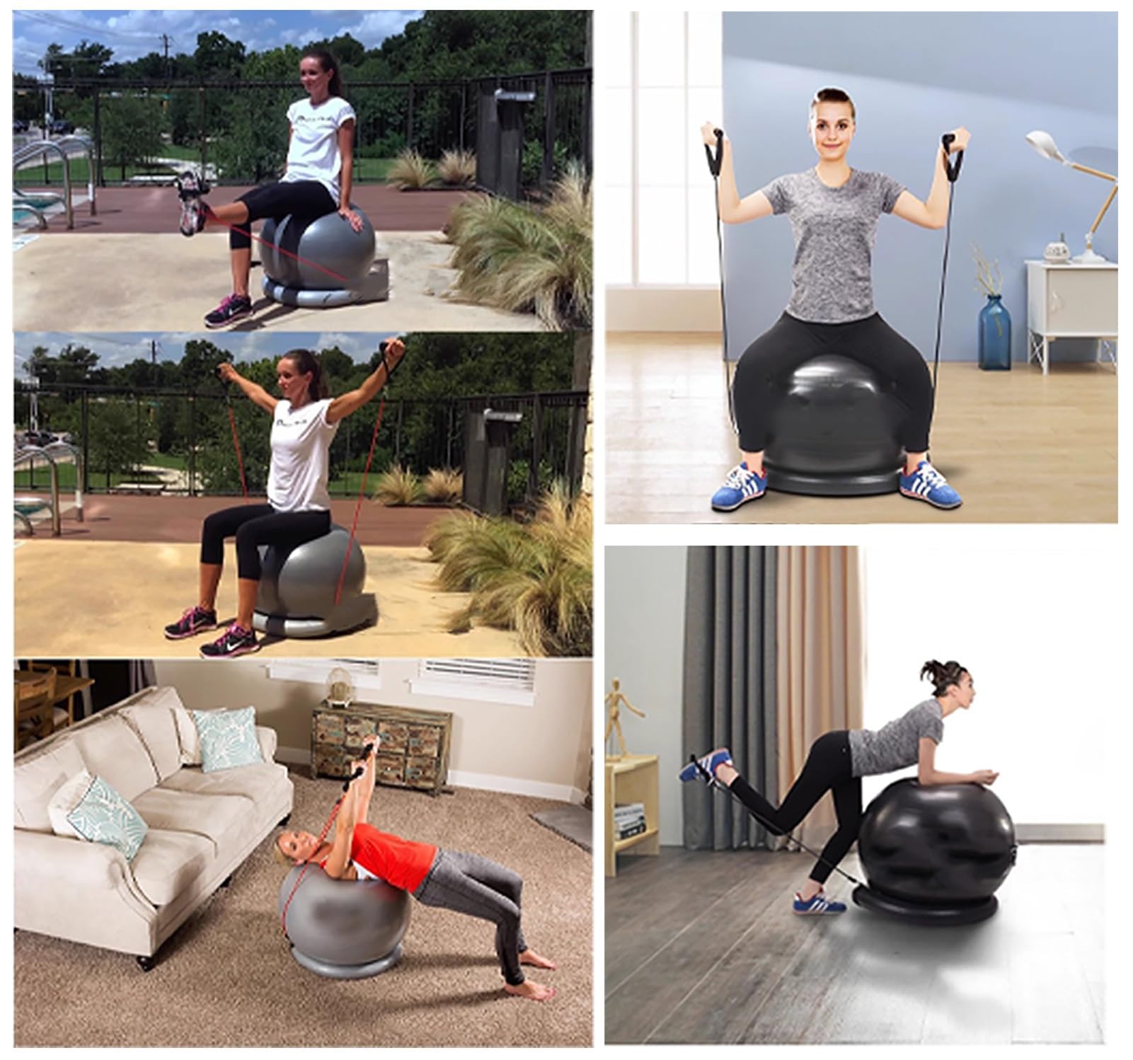 NUNETH Pregnancy Ball Balance Ball Support Chair Kit, PVC Burst Proof Exercise Ball with Ball Base Pump and Resistance Bands, Yoga Pilates Fitness Ball (Color : Black, Size : 55cm (Height 150-160cm)) 6