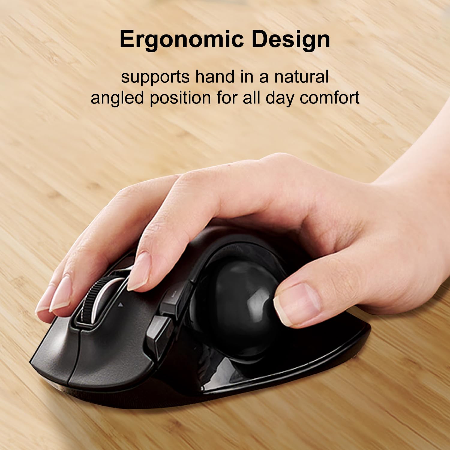 ELECOM EX-G Trackball Mouse, 2.4GHz USB Wireless, Ergonomic Design, Thumb Control, Smooth Roller Ball, Optical Tracking, 6 Programmable Buttons, Tilt Scroll, Computer Mice for Laptop PC, Windows & Mac 2