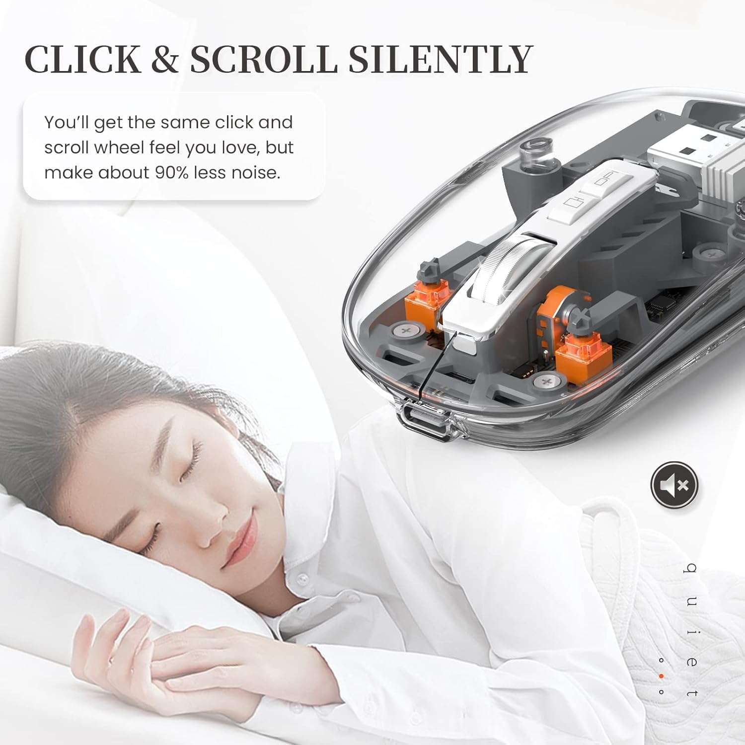 MICROWARE Transparent Wireless Mouse BT5.1/2.4G Bluetooth Mouse Rechargeable Mute Mouse for Mac,iPad,Mack-Book,Laptop,PC (Gray) 6