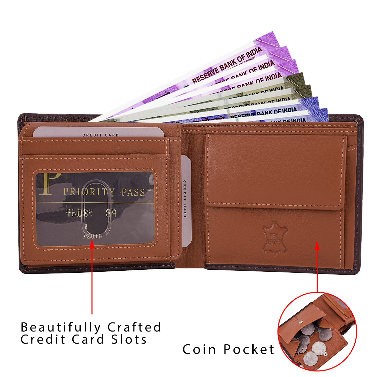 Rigohill Dusky Mens Leather Wallet | Brown/Rust Leather Wallet for Men | RFID Mens Wallet 3