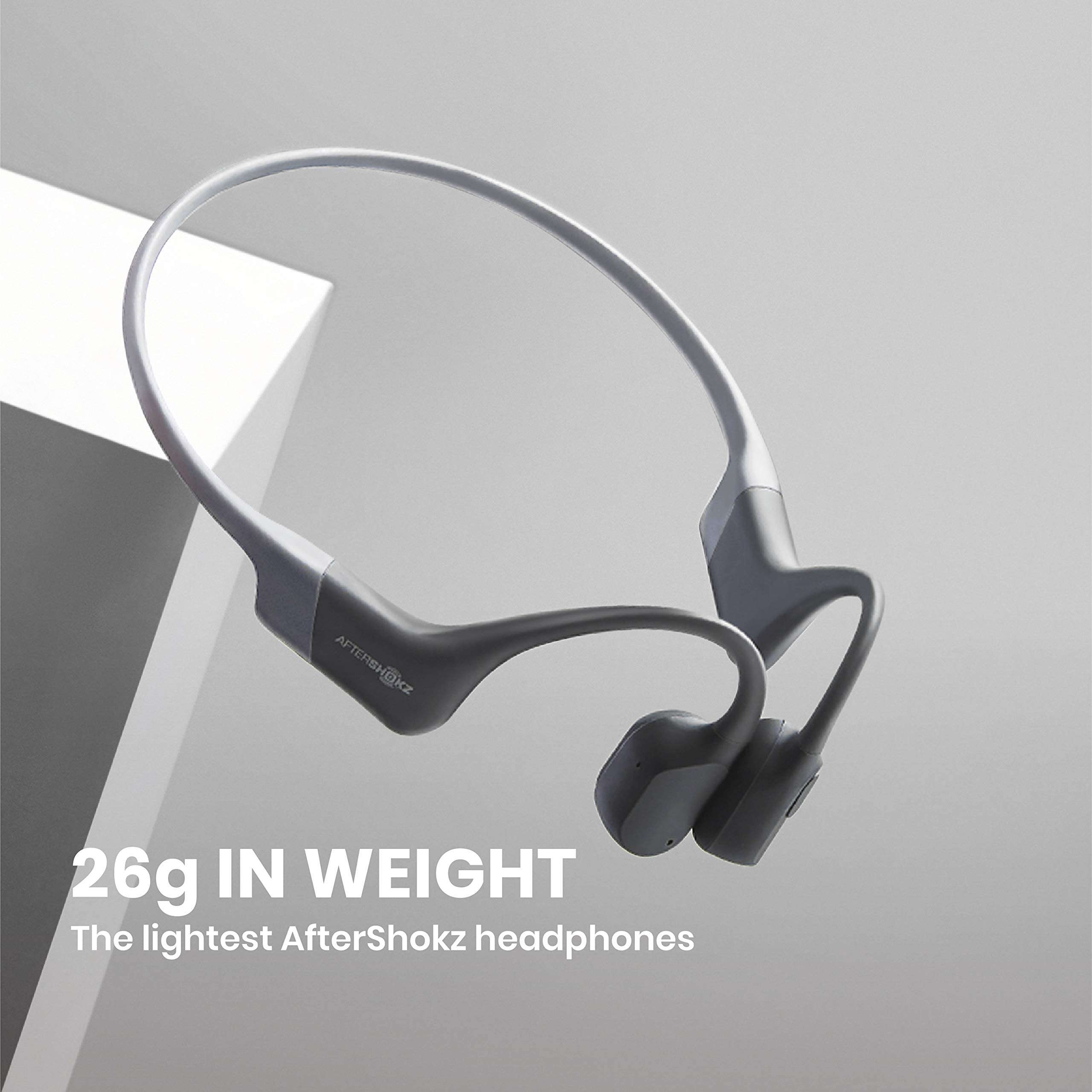 Aftershokz Aeropex (Rebranded as Shokz OpenRun) - Open-Ear Bluetooth Bone Conduction Sport Headphones - Sweat Resistant Wireless Earphones for Workouts and Running - Built-in Mic - with Sport Belt 6