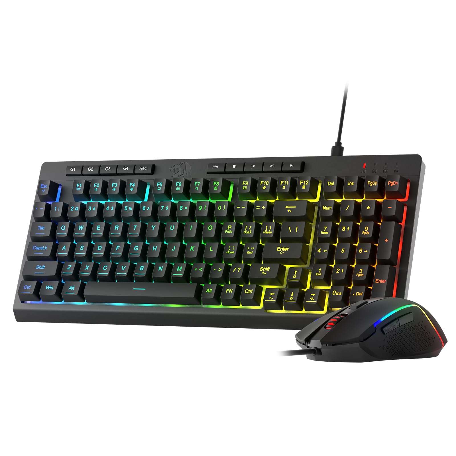 Redragon S141 Gaming Keyboard & Mouse Combo, 98 Keys K515 Wired RGB Membrane Keyboard and 10000 DPI Wired M616 Gaming Mouse Bundle 1