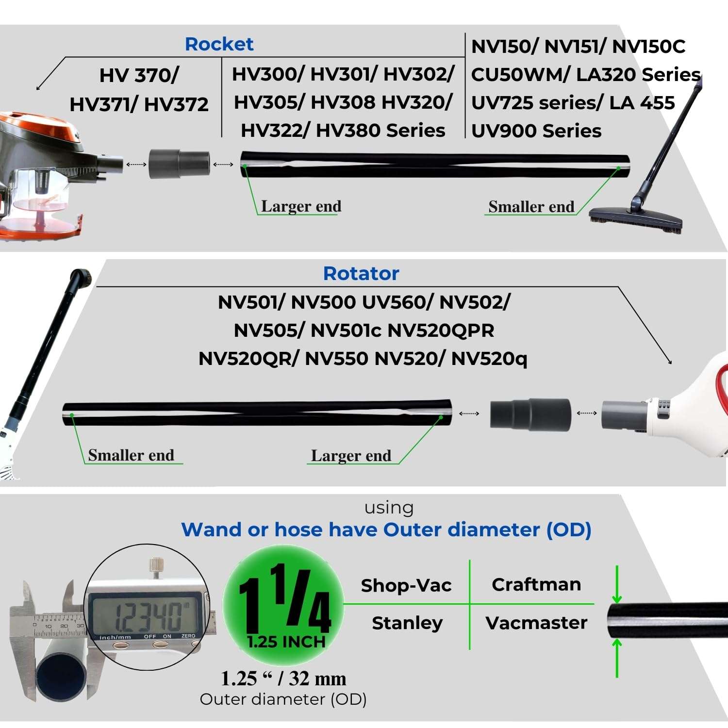 for Shark Vacuums: Hardwood Floor Brush Head, Horsehair Dust Brush Attachment plus Vacuum Extension Wands (for Shark Rocket HV300 HV301 HV322 HV320 & UV725, UV900 & Rotator NV500 NV501) 3