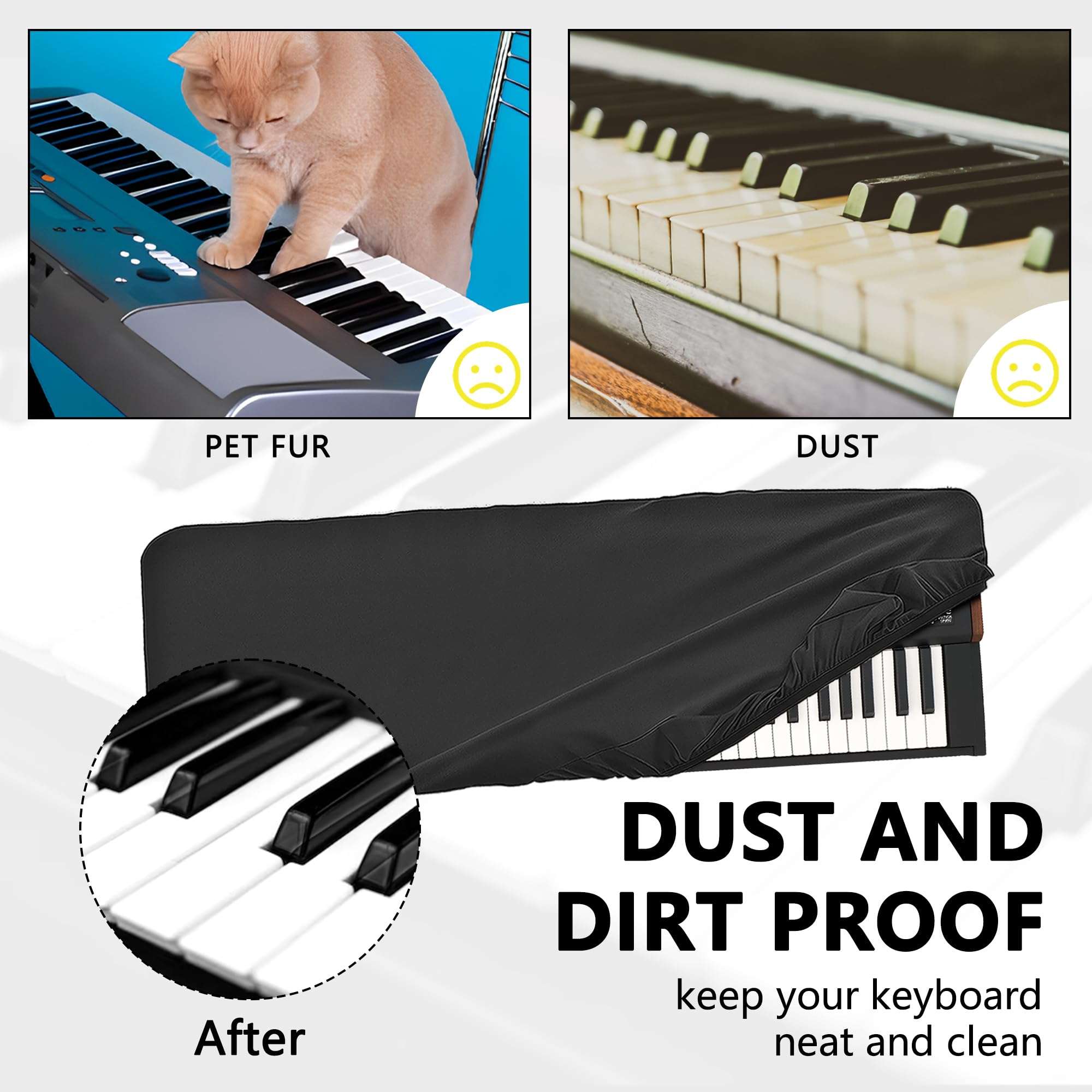 Musiin 73 Keys Keyboard Dust Cover Compatible with KORG KRONOS 3 61Keys, VOX Continental 73 BK, Grandstage 73, Nord Piano 5 73, Stage 4 73, Luxury Chinlon Anti-dust & Scratch-proof, Smooth Touch 4