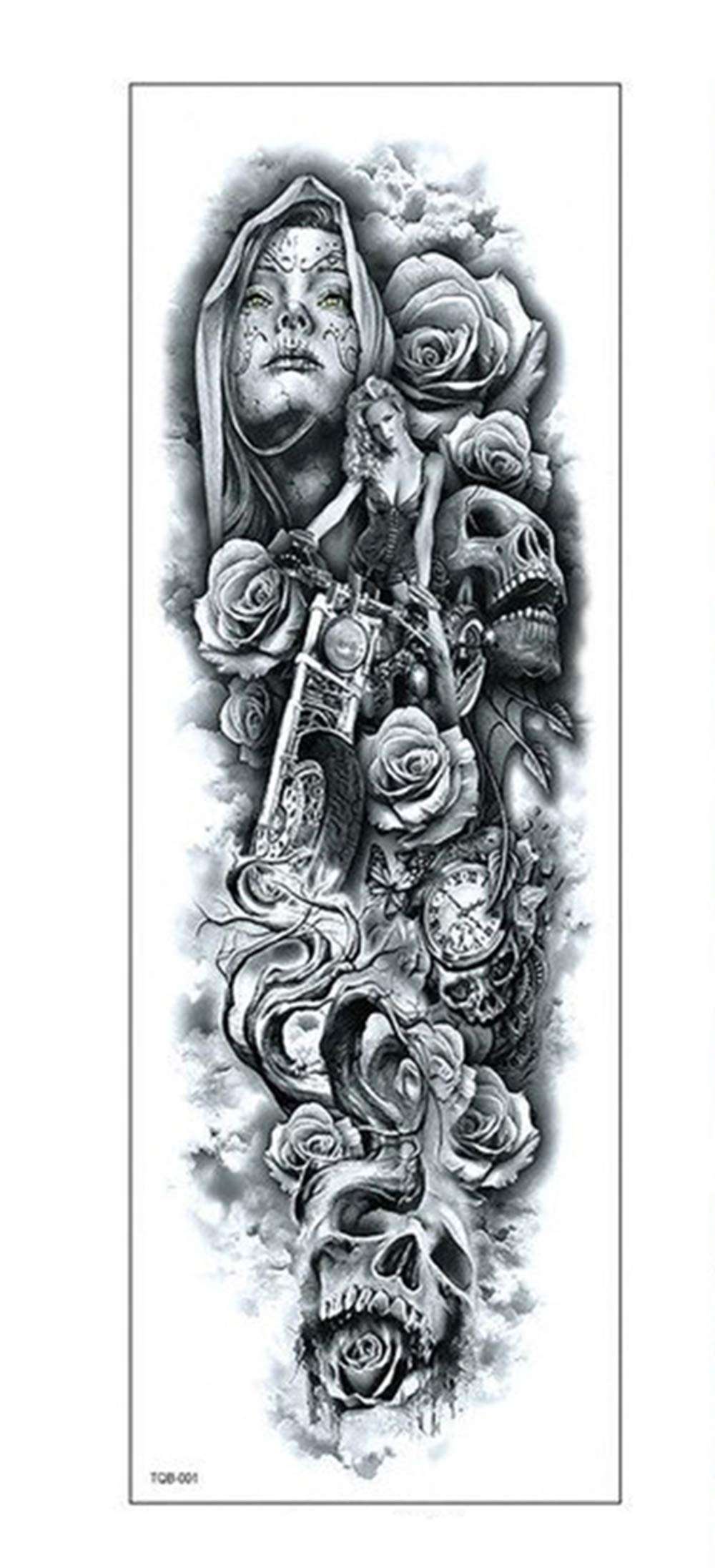 Full Arm Hand Temporary Tattoo For Men Girls Women Sticker Size 48x17CM - 1PC. (1-1) 2