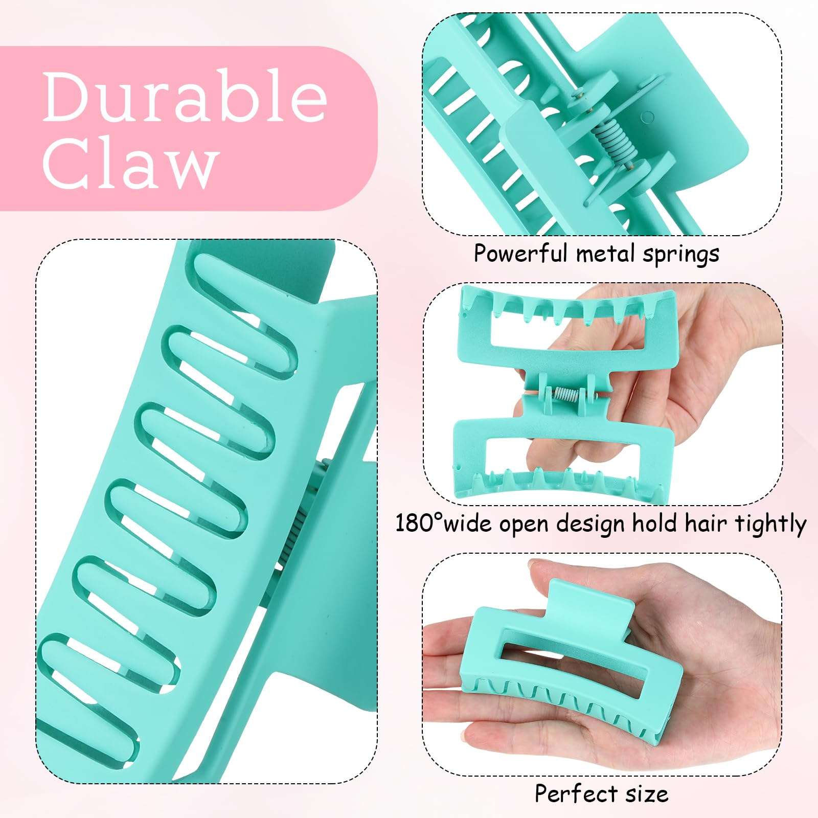 XunYee Hair Clips, 100 Pcs Bulk Claw Clips, Large Claw Hair Clips Set for Women, Nonslip Rectangle Hair Accessories Clip for Girl Women Gifts Beauty, Sweet Colors, 3.4" 4