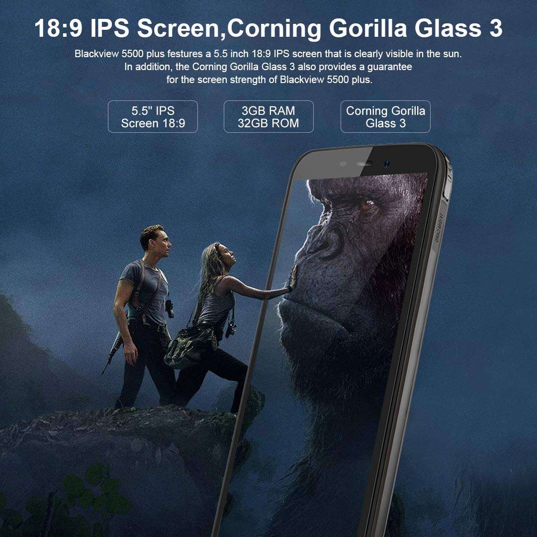 Blackview BV5500 Pro Rugged Cell Phone Unlocked 4G LTE, 5.5 inches, MT6739, 4400mAh Battery, 3+16GB, Android 9 Mobile Phones, IP68 Waterproof Outdoor Smartphone,Dual SIM/NFC/GPS, AT&T/T-Mobile-Black 5