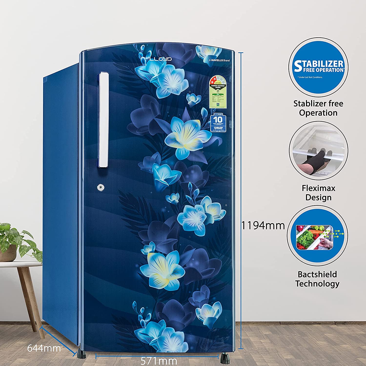 Havells-Lloyd 200 L 2 Star Direct Cool One Door Refrigerator (GLDC212SGBT2PB Gardenia Blue, 2022 Model), Free 1 Year Extended warranty 2