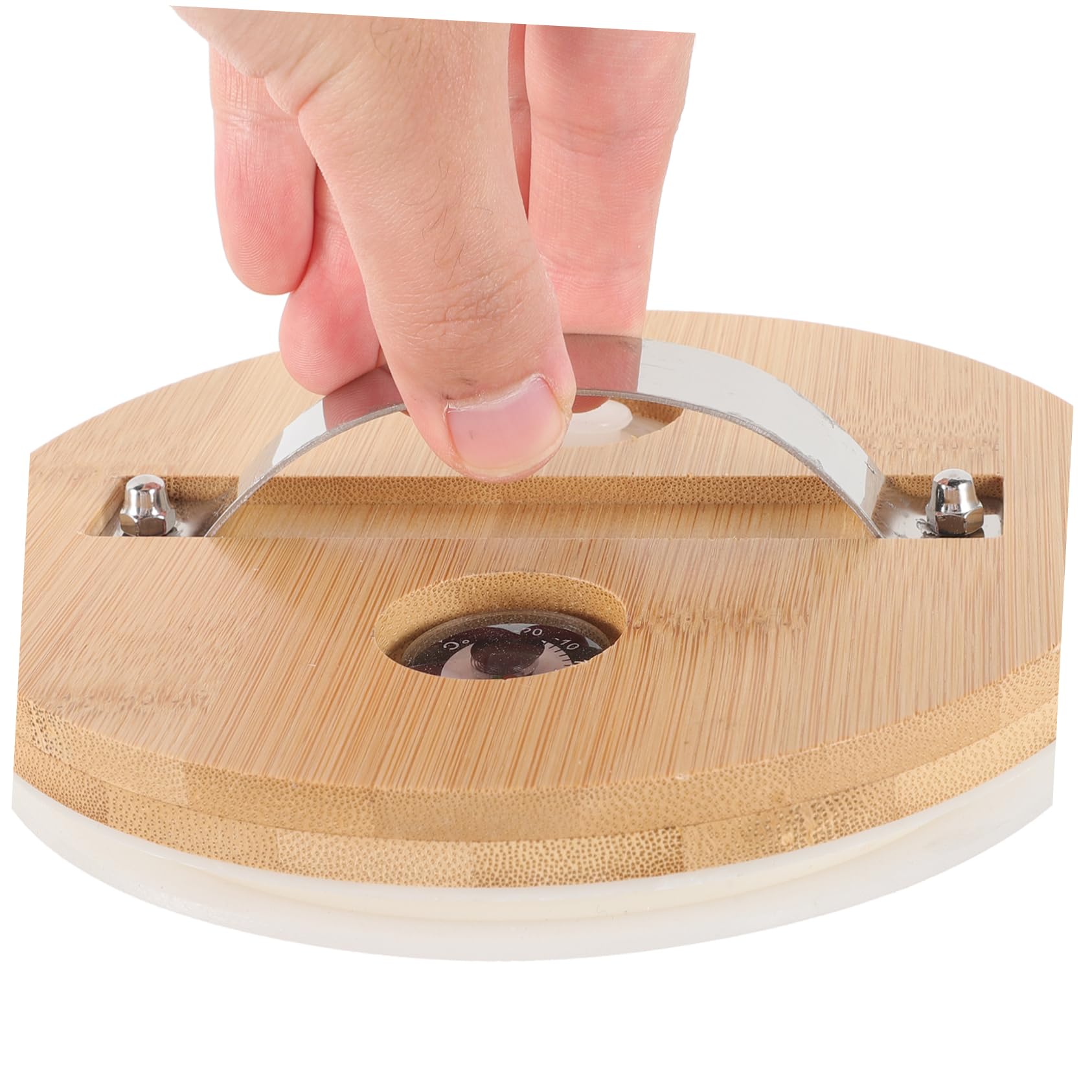 BEBEMOKO Automatic Exhaust Valve Bamboo Lid for Beverage Dispensers Glass Jar Covers 5